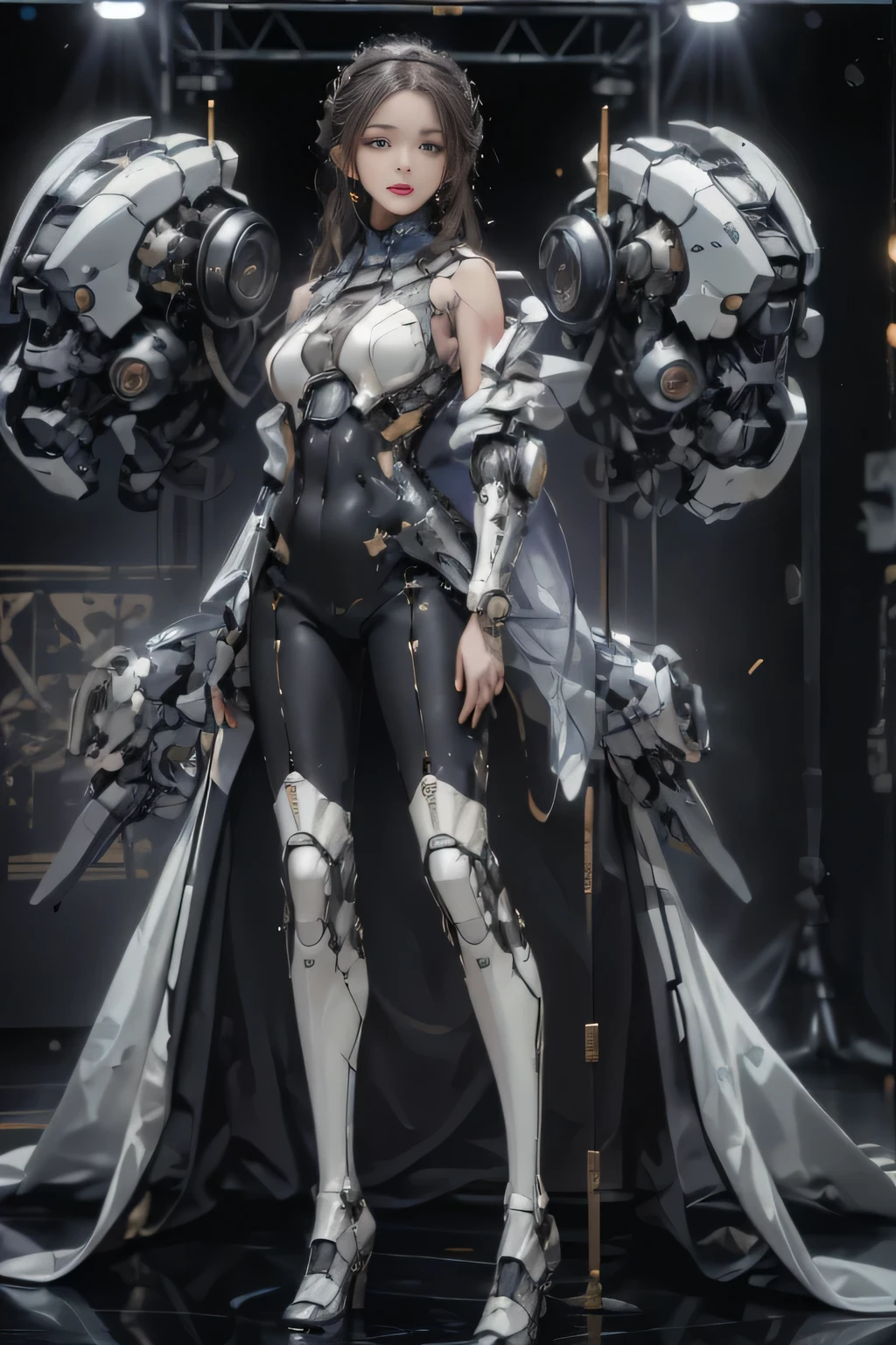 highres,absurdres,masterpiece,best quality,original,extremely detailed CG,extremely detailed wallpaper,perfect lighting,jitome,lips,makeup,standing on the stage,blurry background,1girl,