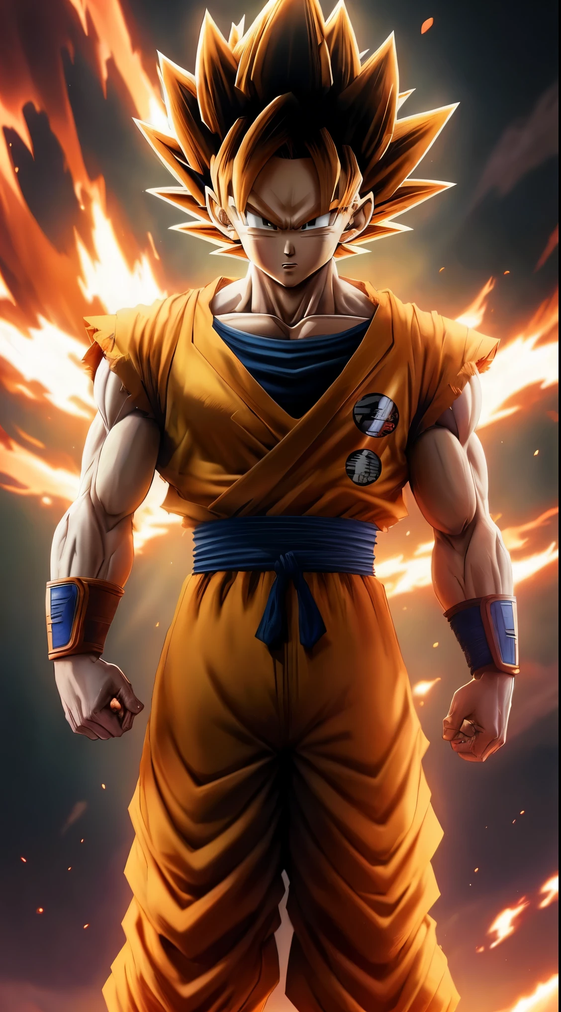 Anime artwork, beautiful lighteffect, highly detailed, son goku (dragon ball)