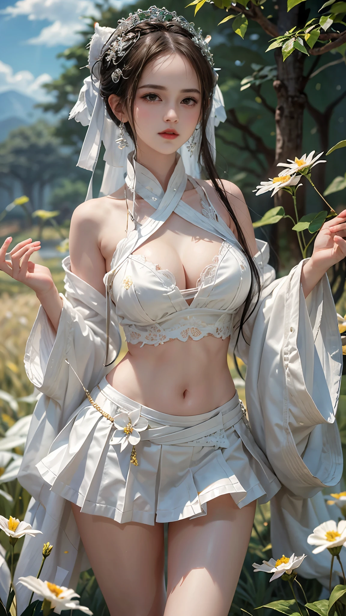 BAINV, masterpiece,best quality,high质量,high清晰度,high质量的纹理,high质量的阴影,high细节,beautiful details,fine details,Extremely detailed CG,Detailed texture,lifelike的面部表现,lifelike的,rich and colorful,exquisite,sharp focus,(intricate detailake up,PureErosFace_V1:0.5),(细节美exquisite脸,(细节美exquisite眼睛),Perfect比例的脸,highDetails of the skin,Details of the skin,Four fingers and one thumb in optimal proportions,emaciated:1.3),1 girl,,high,(光滑的abdominal muscles:1.55),(abdominal muscles:0.5),pretty,Perfect,high,((Big breasts, plump breasts, cleavage)), ((bare shoulders)), ((The skirt is short)), (long legs),(straight legs),(thin waist),((White skin)),White skin,((White skin)),(emma watson),Big breasts,((Caucasian)),light blonde hair,Stand with legs apart,looking at the audience,whole body,Portrait of cute blonde girl,((Standing in the wheat field,Look into the distance)),bloom,orange mist,sports,Wisps of hair,lifelike,high品质渲染,amazing art,high品质,film texture,Fujifilm XT3,dream