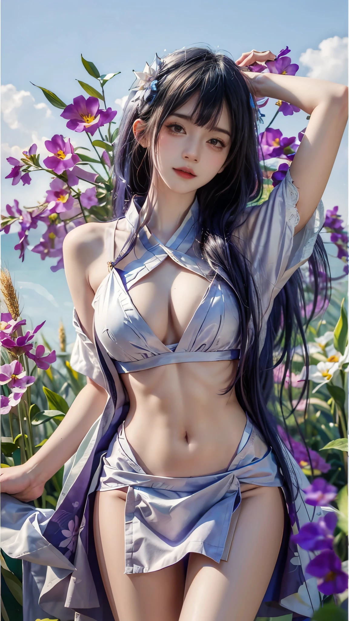 Raiden_Ei, masterpiece,best quality,high质量,high清晰度,high质量的纹理,high质量的阴影,high细节,beautiful details,fine details,Extremely detailed CG,Detailed texture,lifelike的面部表现,lifelike的,rich and colorful,exquisite,sharp focus,(intricate detailake up,PureErosFace_V1:0.5),(细节美exquisite脸,(细节美exquisite眼睛),Perfect比例的脸,highDetails of the skin,Details of the skin,Four fingers and one thumb in optimal proportions,emaciated:1.3),1 girl,,high,(光滑的abdominal muscles:1.55),(abdominal muscles:0.5),pretty,Perfect,high,((very long legs)), ((Big breasts, plump breasts, cleavage)), ((bare shoulders)), ((The skirt is short)), (long legs),(straight legs),(thin waist),((White skin)),White skin,((White skin)),(emma watson),Big breasts,((Caucasian)),light blonde hair,Stand with legs apart,looking at the audience,whole body,Portrait of cute blonde girl,((Standing in the wheat field,Look into the distance)),bloom,orange mist,sports,Wisps of hair,lifelike,high品质渲染,amazing art,high品质,film texture,Fujifilm XT3,dream