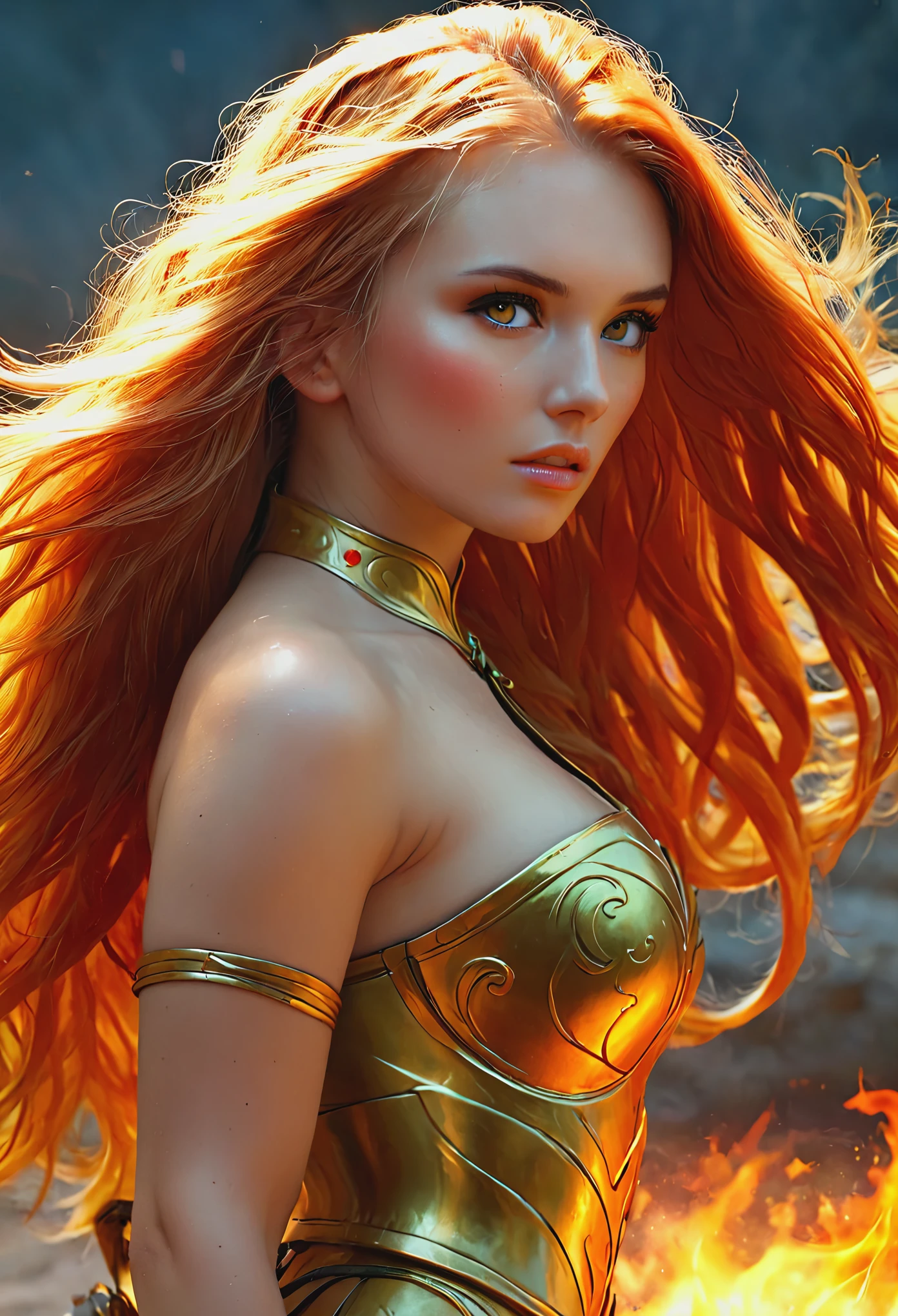 Blonde with long hair, Fiery Warrior