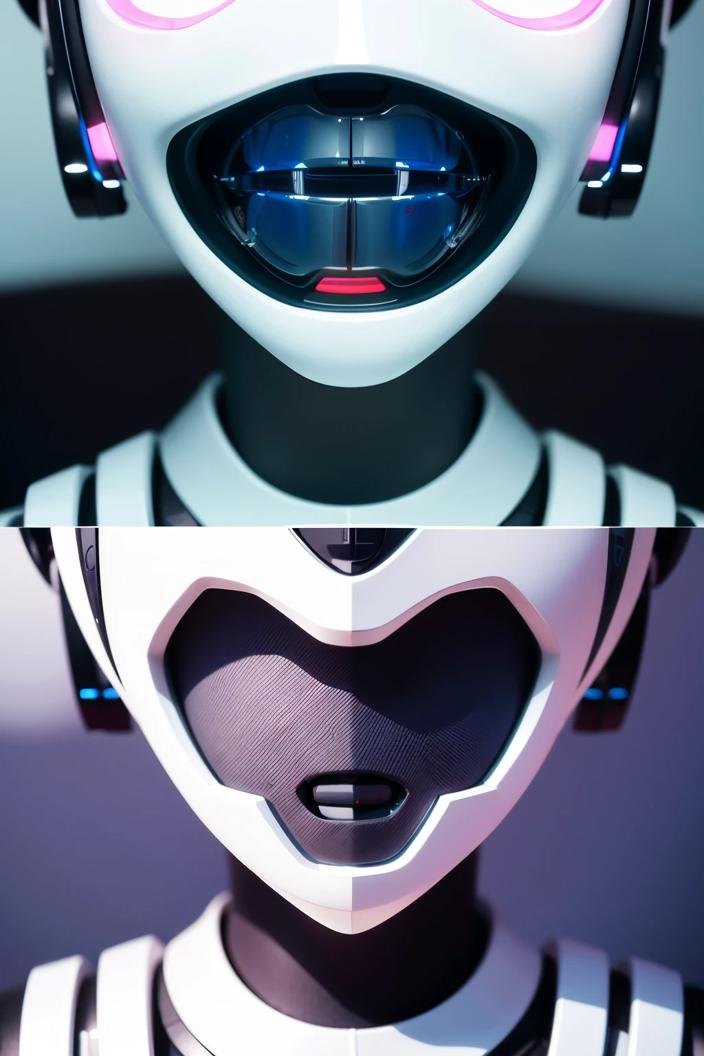 (Masterpiece: 1.5, Professional work: 1.1), Close up shot: 1.4, Portrait: 1.3, Cinematic shot: 1.6, Intricate robotic girl: 1.2, Pretty robot: 1.1, Android + humanoid: 1.3, Detailed face: 1.5, Detailed robotic eyes: 1.4, Detailed robotic nose: 1.3, Detailed robotic mouth and lip: 1.4, Detailed robotic body: 1.6, Ultra detailed futuristic room interior background: 1.4, Futuristic theme: 
