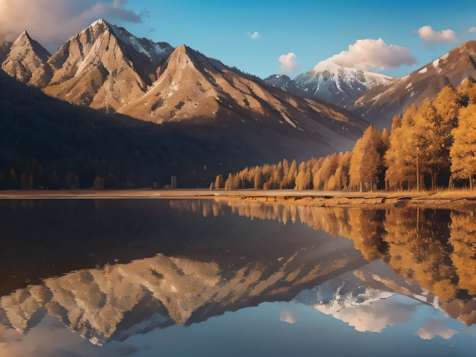 (((reflection)))，Lake view with mountains as background, beautiful lake, Colors reflected on the lake, stunning natural background, Really beautiful nature, beautiful place,Beautiful scenery、colorful environment, 4 0 9 6, 美丽的reflection