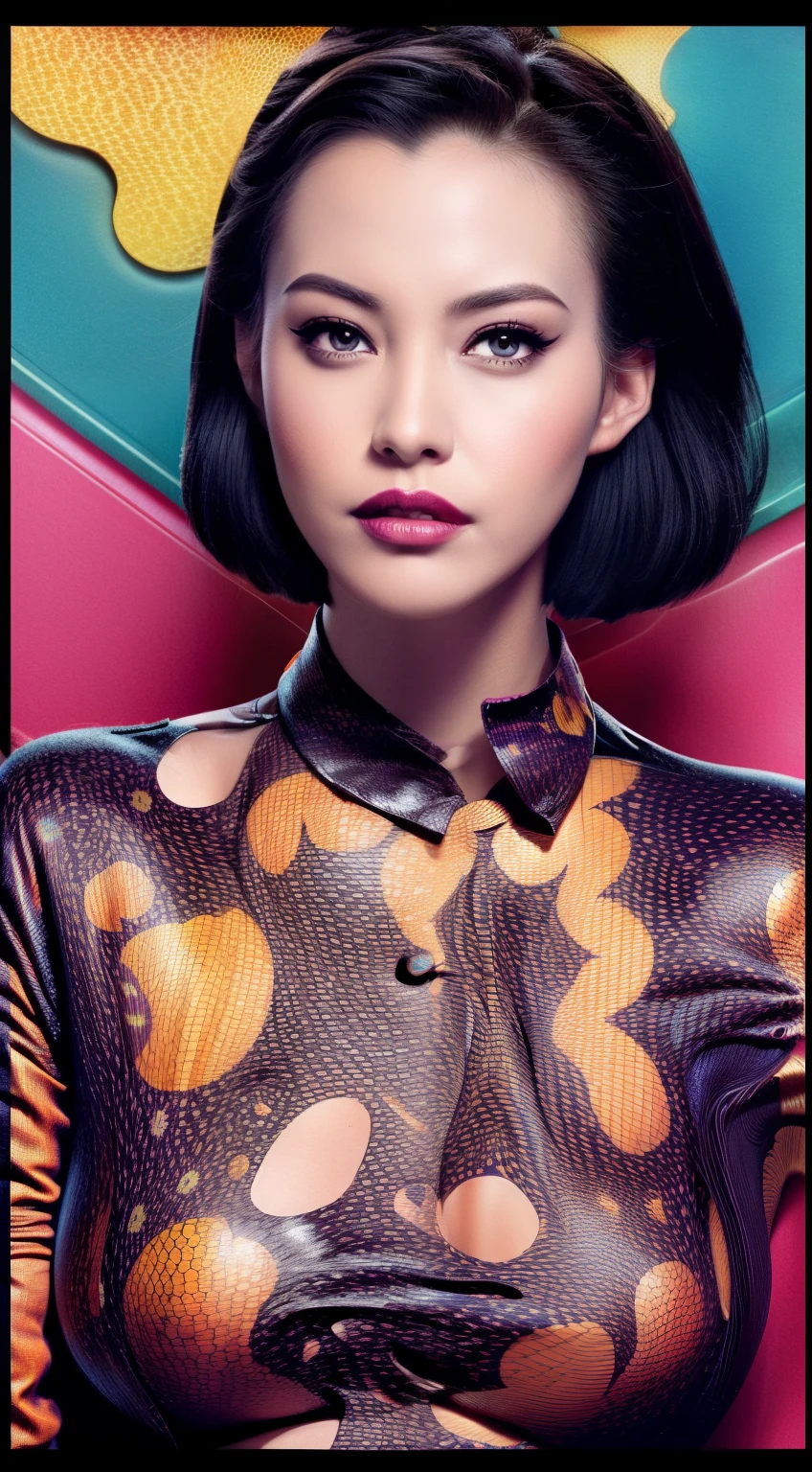 Catwoman in DC Comics, masterpiece, best quality, Abstract, Psychedelic, neon, (honeycomb pattern), (Creative:1.3), West 3, SMM, Fantasy 00d