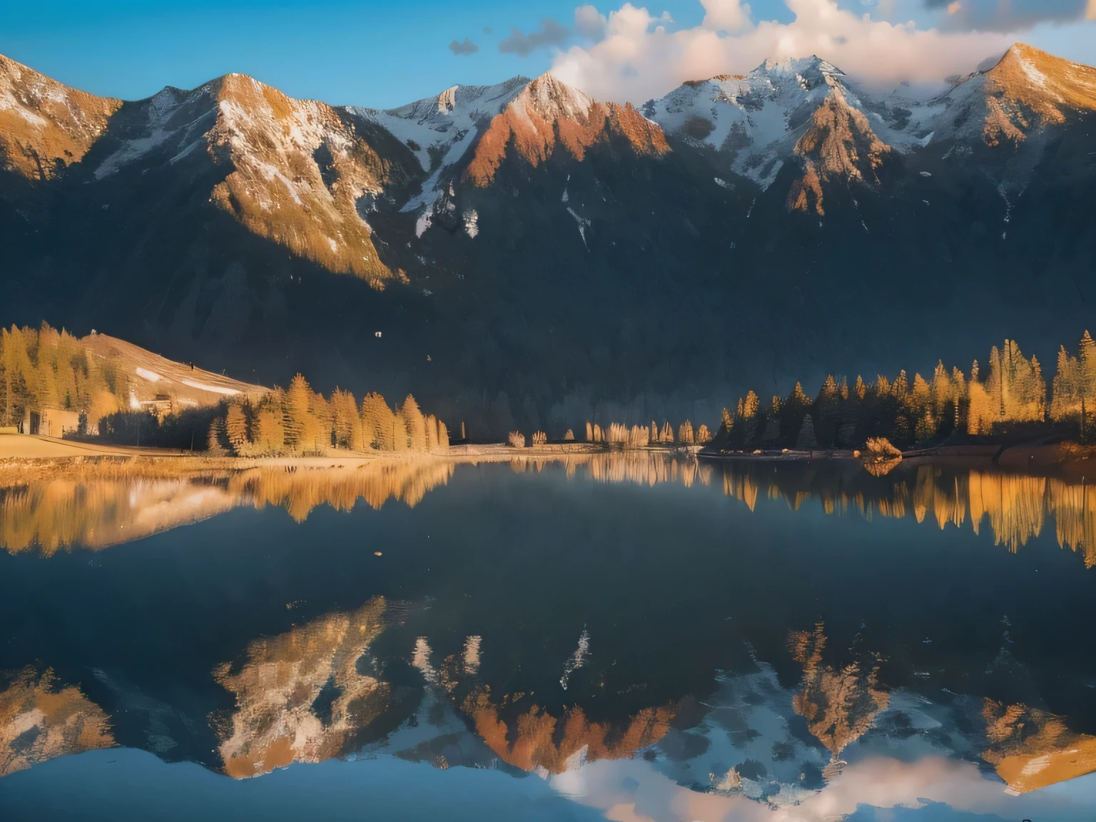 (((reflection)))，Lake view with mountains as background, beautiful lake, Colors reflected on the lake, stunning natural background, Really beautiful nature, beautiful place,Beautiful scenery、colorful environment, 4 0 9 6, 美丽的reflection