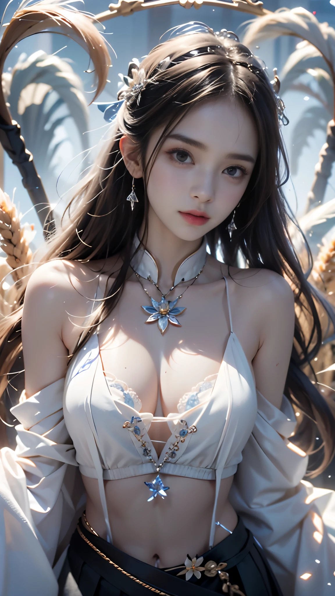 masterpiece，best quality，high质量，high清晰度，high质量的纹理，high质量的阴影，high细节，beautiful details，fine details，Extremely detailed CG，Detailed texture，lifelike的面部表现，lifelike的，rich and colorful，exquisite，sharp focus，(intricate detailake up，PureErosFace_V1:0.5)，(细节美exquisite脸，(细节美exquisite眼睛)，Perfect比例的脸，highDetails of the skin，Details of the skin，Four fingers and one thumb in optimal proportions，emaciated:1.3)，1 girl，************，high，(光滑的abdominal muscles:1.55)，(abdominal muscles:0.5)，pretty，Perfect，high，((bare shoulders)), ((The skirt is short)), (long legs)，(straight legs)，(thin waist)，((White skin))，White skin，((White skin))，(emma watson)，Big breasts，((Caucasian))，light blonde hair，Stand with legs apart，looking at the audience，whole body，Portrait of cute blonde girl，((Standing in the wheat field,Look into the distance))，bloom，orange mist，sports，Wisps of hair，lifelike，high品质渲染，amazing art，high品质，film texture，Fujifilm XT3，dream