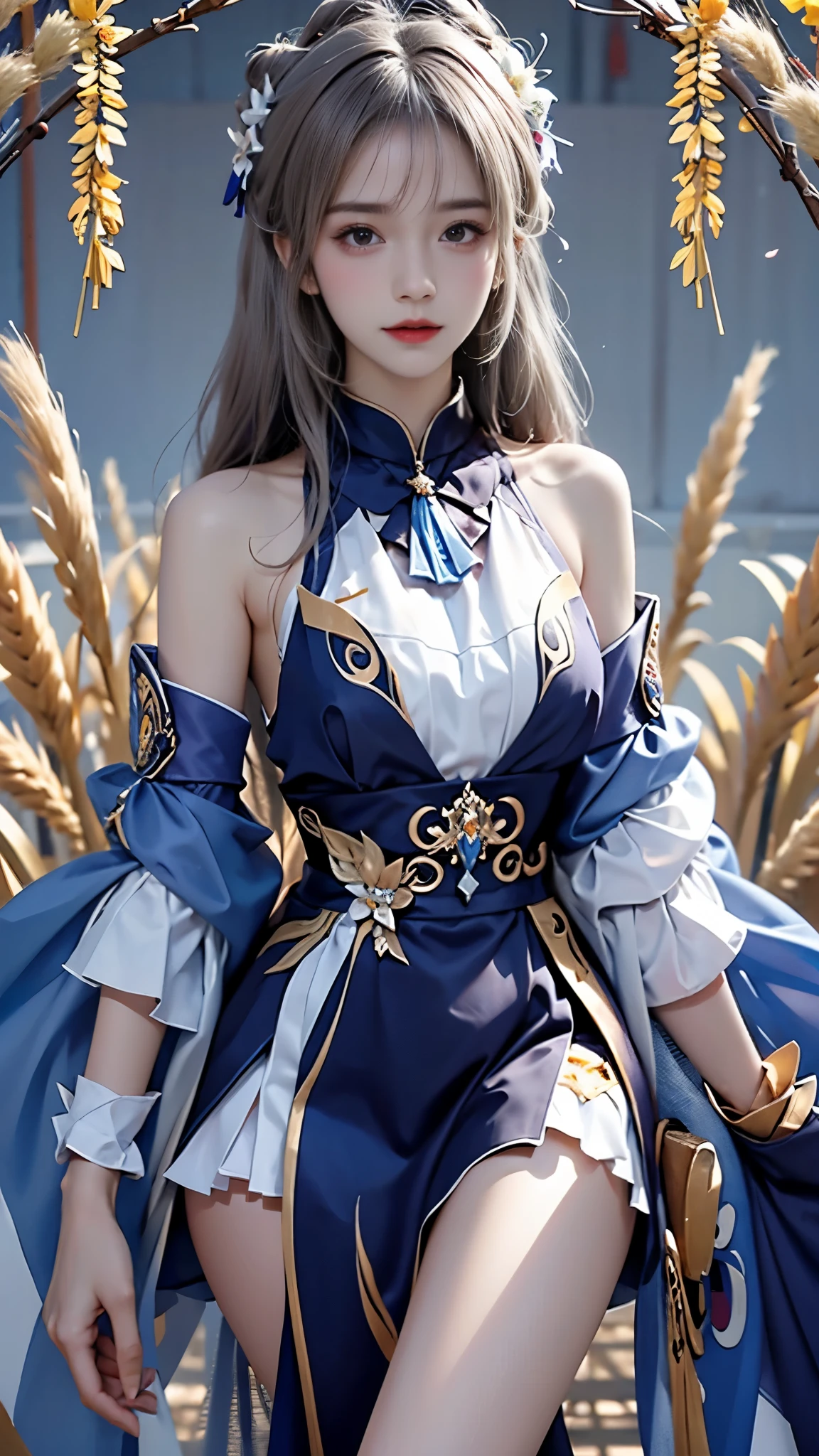 masterpiece,best quality,high质量,high清晰度,high质量的纹理,high质量的阴影,high细节,beautiful details,fine details,Extremely detailed CG,Detailed texture,lifelike的面部表现,lifelike的,rich and colorful,exquisite,sharp focus,(intricate detailake up,PureErosFace_V1:0.5),(细节美exquisite脸,(细节美exquisite眼睛),Perfect比例的脸,highDetails of the skin,Details of the skin,Four fingers and one thumb in optimal proportions,emaciated:1.3),1 girl,17 years old,high,(光滑的abdominal muscles:1.55),(abdominal muscles:0.5),pretty,Perfect,high,((bare shoulders)), ((The skirt is short)), (long legs),(straight legs),(thin waist),((White skin)),White skin,((White skin)),(emma watson),Big breasts,((Caucasian)),light blonde hair,Stand with legs apart,looking at the audience,whole body,Portrait of cute blonde girl,((Standing in the wheat field,Look into the distance)),bloom,orange mist,sports,Wisps of hair,lifelike,high品质渲染,amazing art,high品质,film texture,Fujifilm XT3,dream