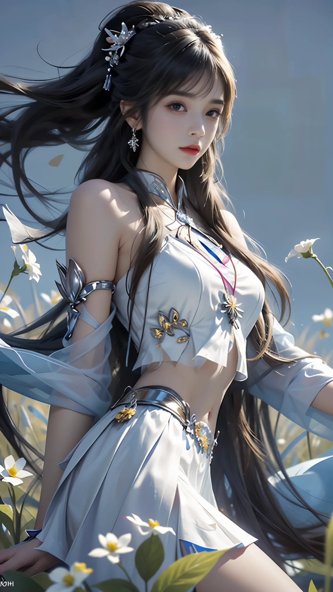 masterpiece，best quality，high质量，high清晰度，high质量的纹理，high质量的阴影，high细节，beautiful details，fine details，Extremely detailed CG，Detailed texture，lifelike的面部表现，lifelike的，rich and colorful，exquisite，sharp focus，(intricate detailake up，PureErosFace_V1:0.5)，(细节美exquisite脸，(细节美exquisite眼睛)，Perfect比例的脸，highDetails of the skin，Details of the skin，Four fingers and one thumb in optimal proportions，emaciated:1.3)，1 girl，17 years old，high，(光滑的abdominal muscles:1.55)，(abdominal muscles:0.5)，pretty，Perfect，high，((bare shoulders)), ((The skirt is short)), (long legs)，(straight legs)，(thin waist)，((White skin))，White skin，((White skin))，(emma watson)，Big breasts，((Caucasian))，light blonde hair，Stand with legs apart，looking at the audience，whole body，Portrait of cute blonde girl，((Standing in the wheat field,Look into the distance))，bloom，orange mist，sports，Wisps of hair，lifelike，high品质渲染，amazing art，high品质，film texture，Fujifilm XT3，dream