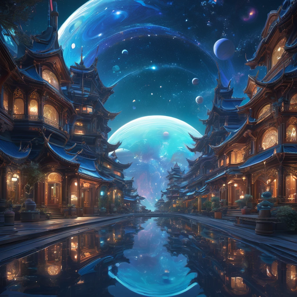 Reflection, aesthetic, extremely detailed, Reflection of the universe, ornate galactic environment, intricate, elegant, highly detailed, centered, digital painting, artstation, concept art, smooth, sharp focus, league of legends concept art, WLOP