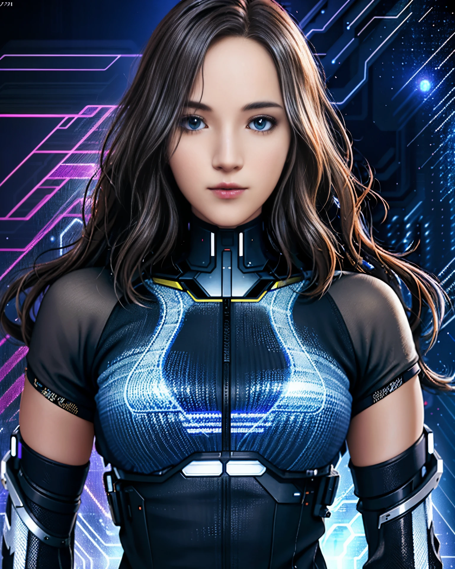 Beautiful futuristic cybernetic girl with hair with bundles of neural networks, Futurism, UHD, Super detailed, highest quality, 8K
