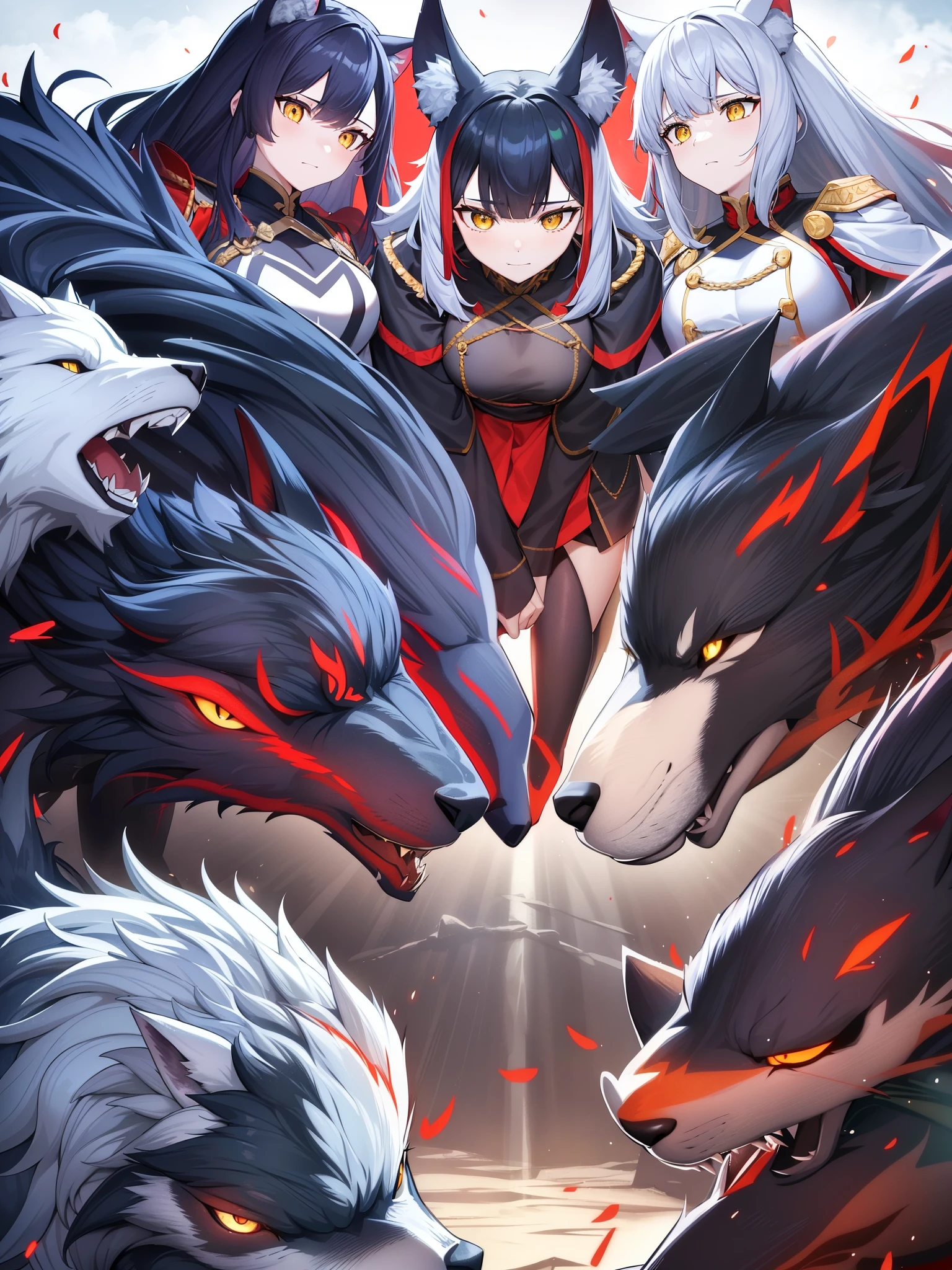 A pack of wolves living in、each with its own unique characteristics、There is a way to live even in a lonely life。they are black wolves、white wolf、red wolf、green wolf、yellow wolf、green wolf、purple wolf、peach wolf、Golden Wolf、silver wolf、copper wolf etc..、different hair color、Blends into the environment with beauty and strength.。Also、they are jewel wolves、poisonous wolf、thunder wolf、water wolf、flame wolf、lava wolf、Also known as the Ancient Wolf、Each evolves according to its environment and characteristics..。form a group among them、Some people hunt together、Many wolves live alone、They may choose to go alone to hunt or survive.。In the natural world, we are exposed to severe competition for survival.、,、Live with that vitality and power.。their appearance is beautiful、and powerfully、sometimes gives off a mysterious charm。they protect the natural order、Its existence is known to many people々～evoke respect and awe for。