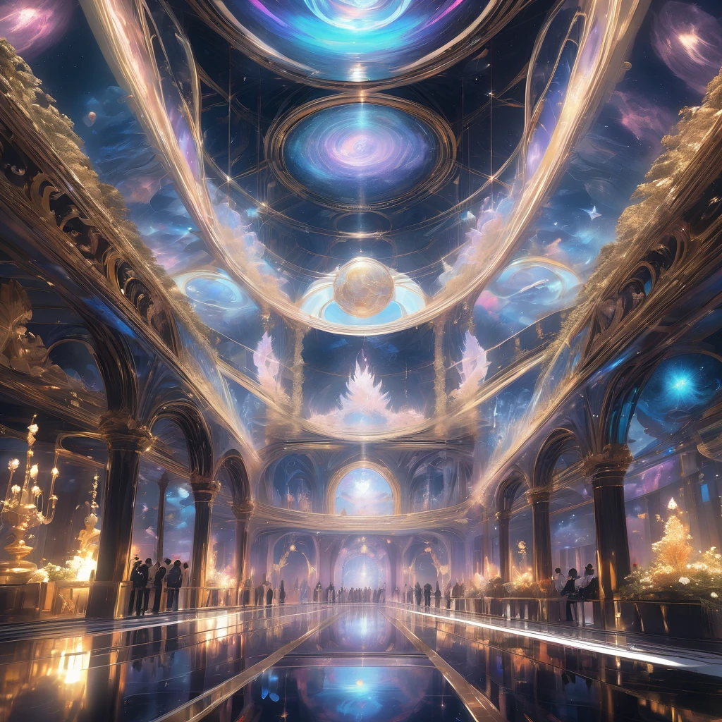 Reflection, aesthetic, extremely detailed, Reflection of the universe, ornate galactic environment, intricate, elegant, highly detailed, centered, digital painting, artstation, concept art, smooth, sharp focus, league of legends concept art, WLOP