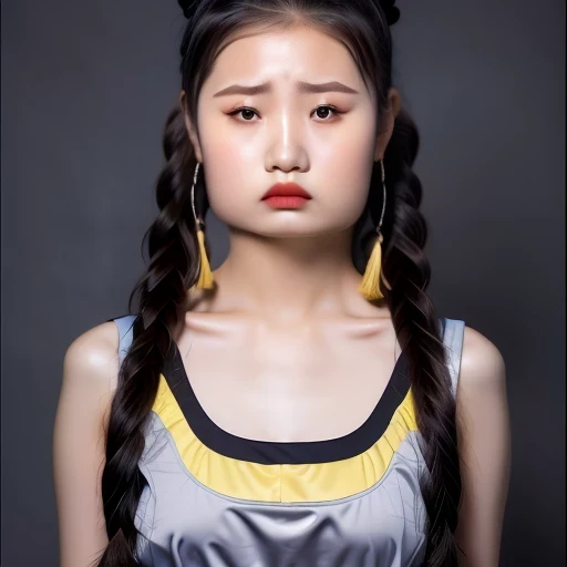 (best quality, masterpiece:1.2), ID photo of a 13-year-old Chinese girl, sportswear, camisole,Pure cotton,gray background, Surrealism, ultra high definition, textured skin, high detail,facing the camera, 8K crocodile skeleton(((platinum marble sunglasses)))