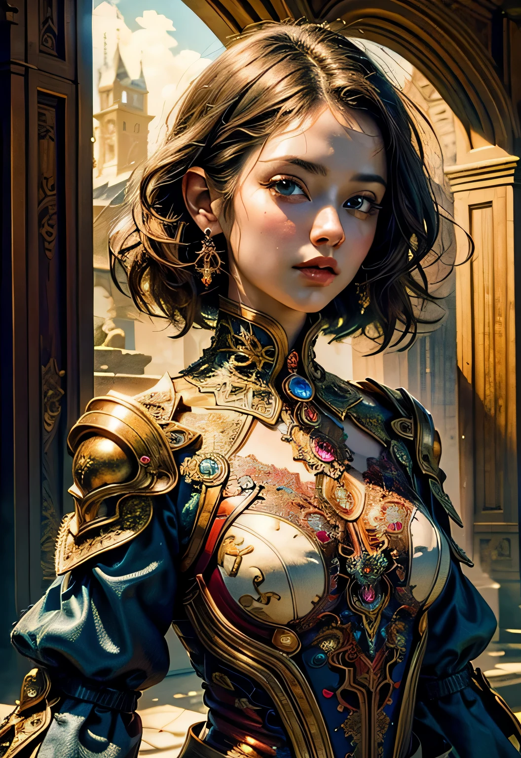 (masterpiece, top quality, best quality, official art, beautiful and aesthetic:1.2), (1girl), (((medium shot))), ((face the viewer)), extreme detailed,(fractal art:1.3),colorful,highest detailed
