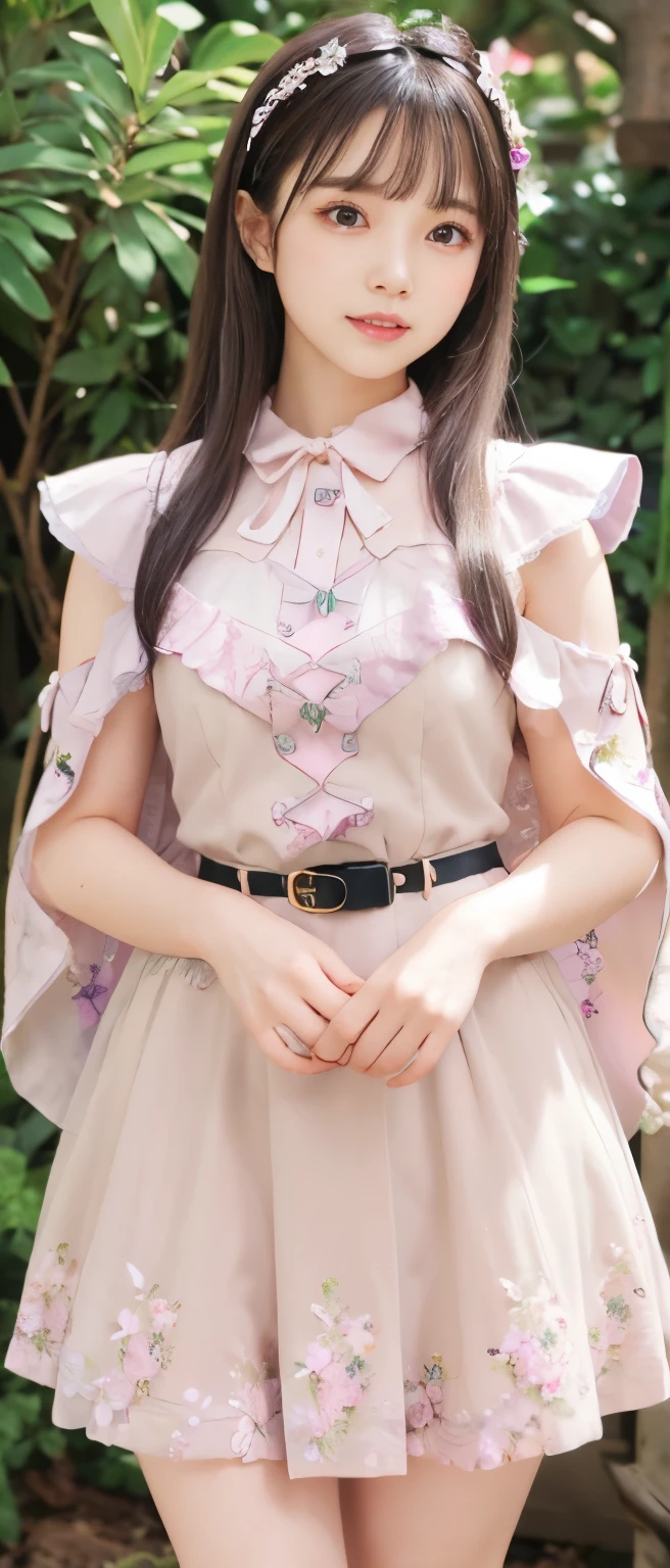 fantasy girl night、whole body、good style、、、、、、pink armor mini dress(Chest armor)、idol face、fairy tale city、Has a fairy tale sword、fantastic floral belt、butterfly cloak、white hair