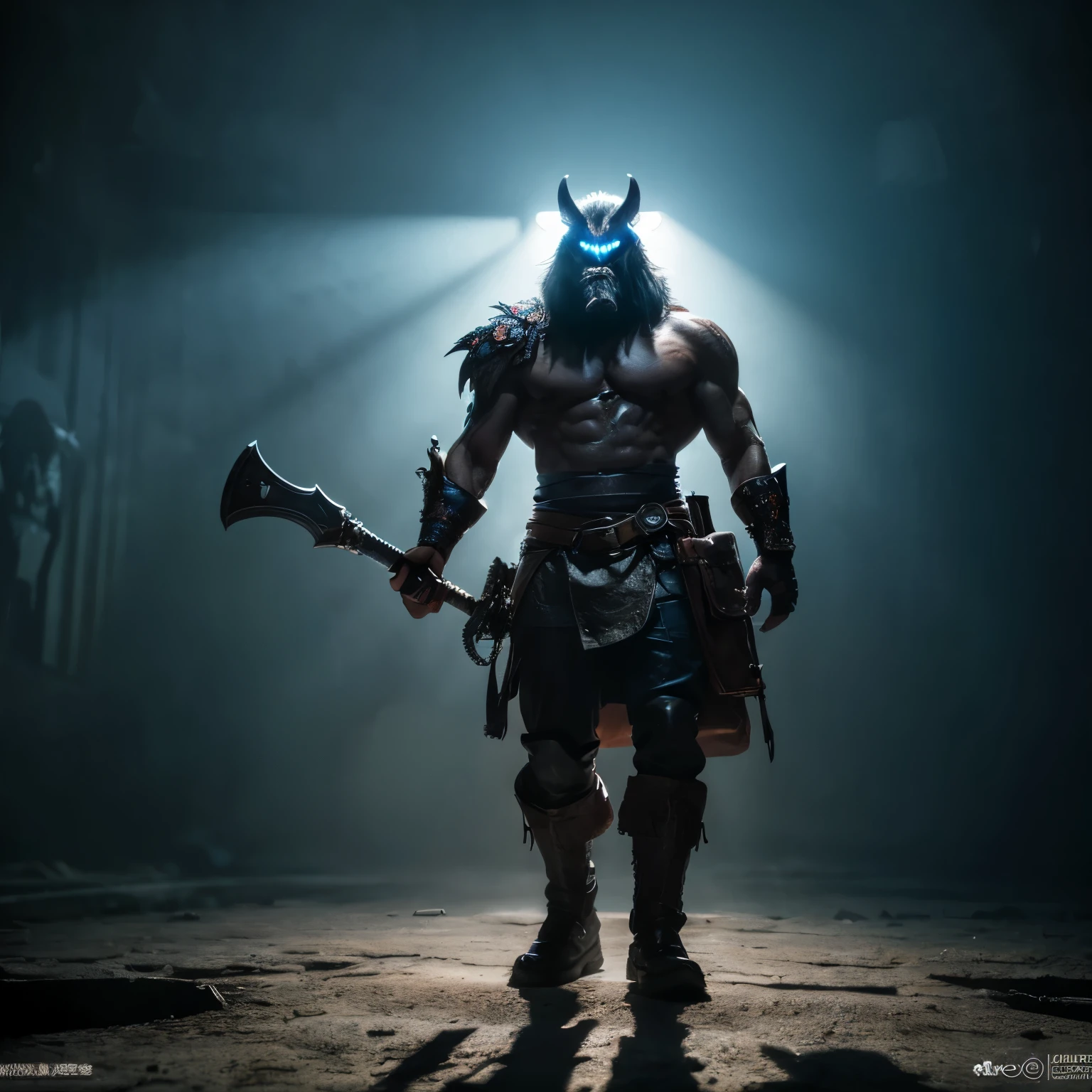 (8K, Raw photo, 最high quality, masterpiece:1.2), High-definition RAW color photo, Professional photo shoot, cinematic light, RPG design, dark fantasy graphics, pig humanoid monster, oak, ((full body shot)), fantasy art, dungeon background, Stone Dungeon, dim lighting, film grain, background bokeh, high quality, surreal, bright colors, ((very detailed, photo shoot)),