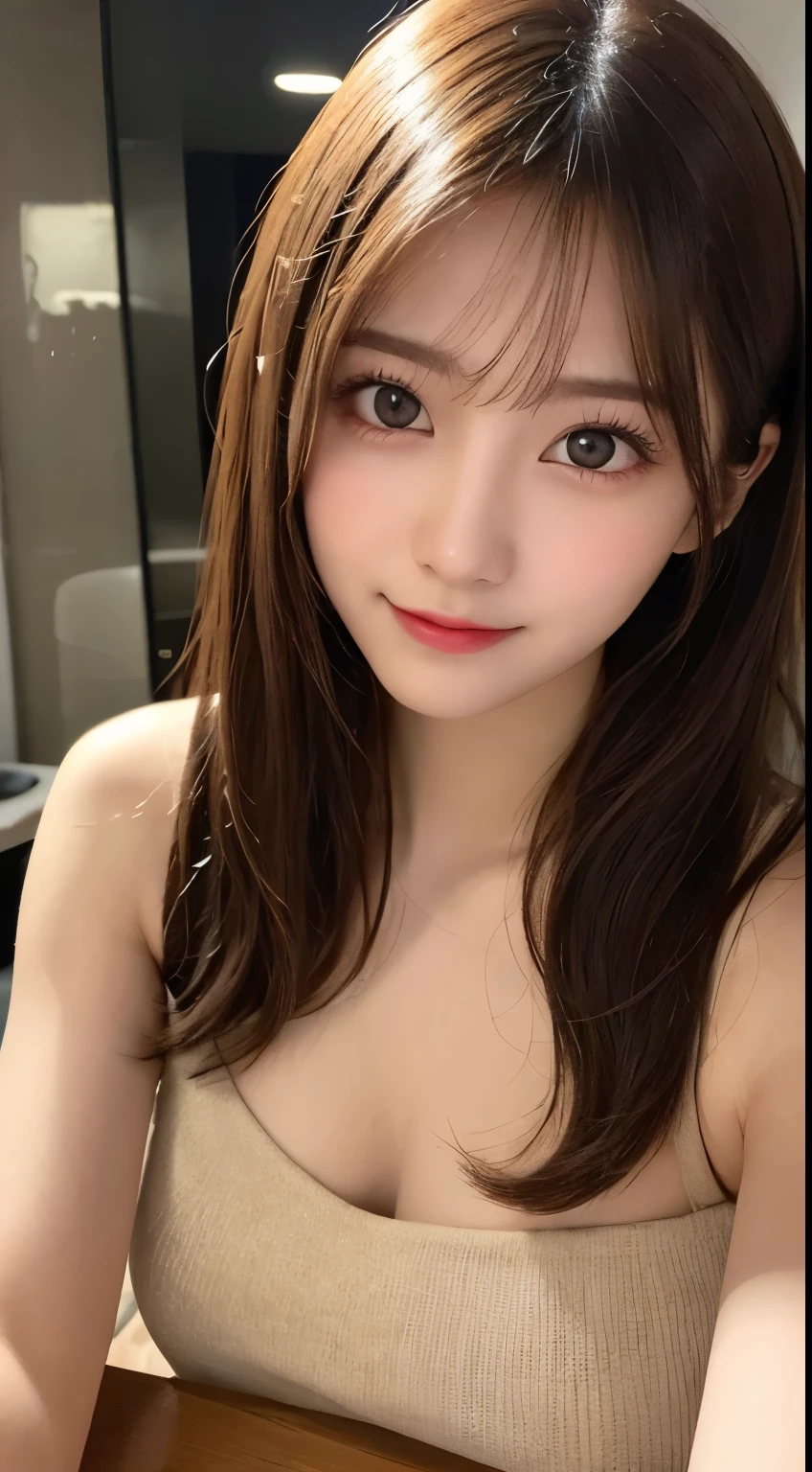 table top, highest quality, shape, Super detailed, finely, High resolution, 8k wallpaper, 完璧なダイナミックな構shape, beautiful and detailed eyes, straight hair, small breasts, natural color lip, random sexy pose,smile,20 year old girl、midnight、Beautiful and dense face、perfect and beautiful face,Big eyes、Raw photo、Expressing feminine poses with your whole body、beautiful and detailed eyes、small face、beautiful duplex、slim face and style,dress、beautiful golden ratio face,