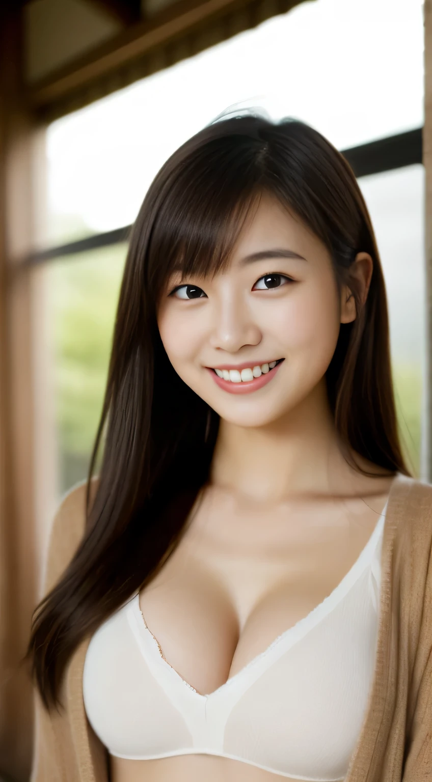 masterpiece,best quality,(Japanese ),((Beautiful girl)),,indoor,(perfect body beauty:1.2),(shy smile),beautiful teeth,