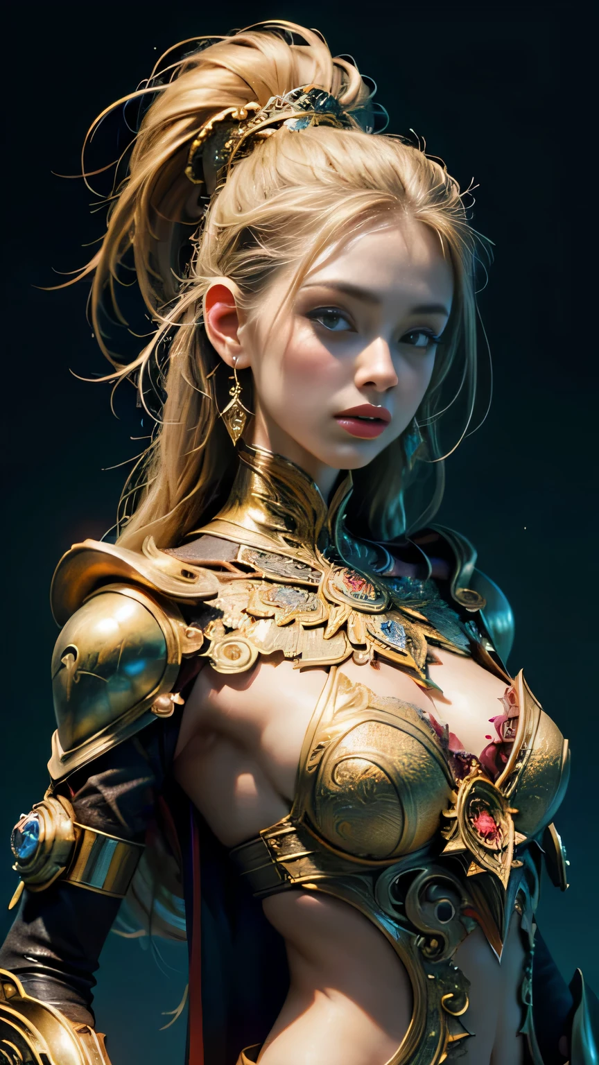 "((Surreal girl)) intertwined with liquid metal, surrounded by the geometric elegance of art deco, a grand cathedral bathed in the warm hues of a setting sun's light beams, with a serene fountain completing the dreamlike scene.",More Detail