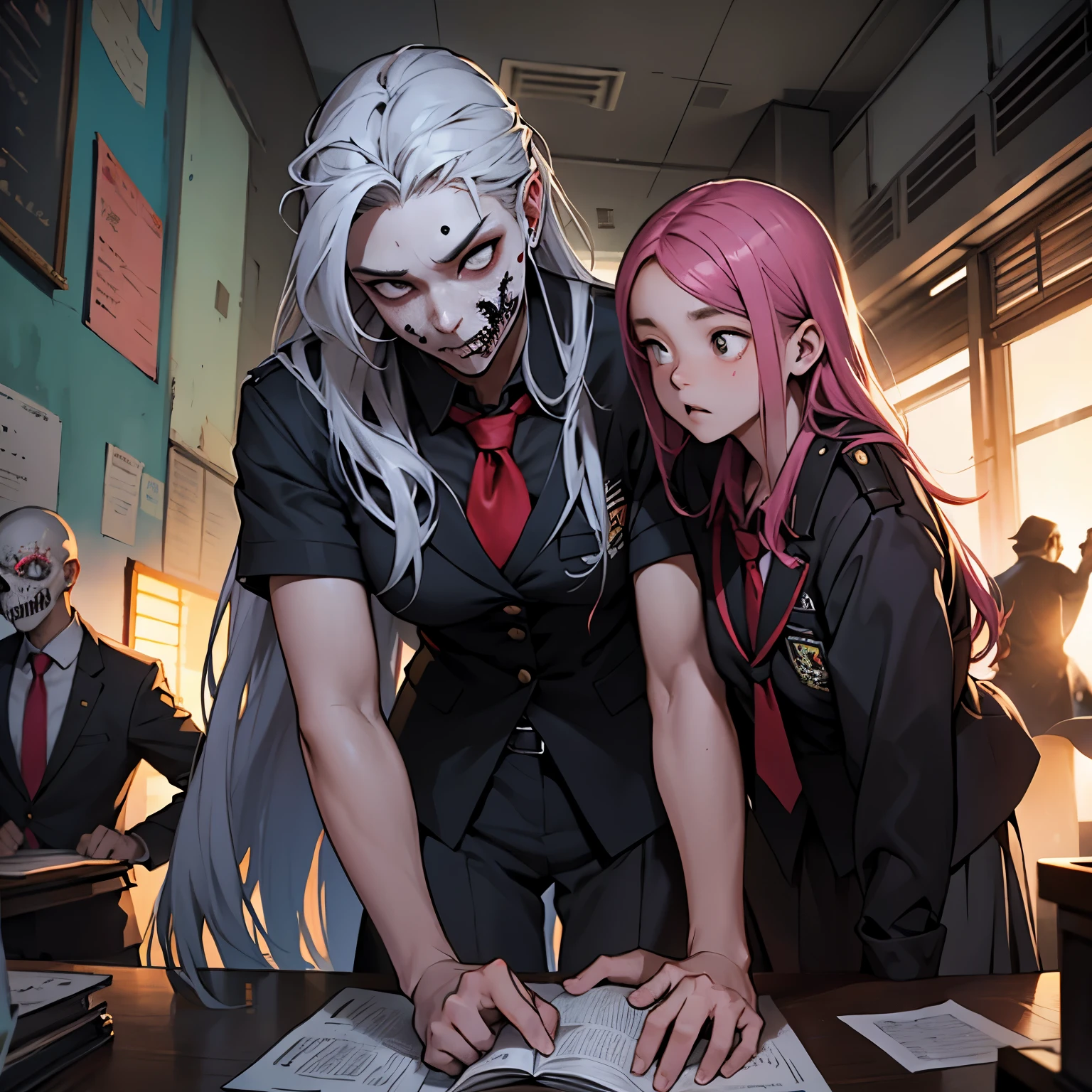 los zombies atacan y corren tras los estudiantes de la secundaria en corea en la escuela, serie estamos muertos