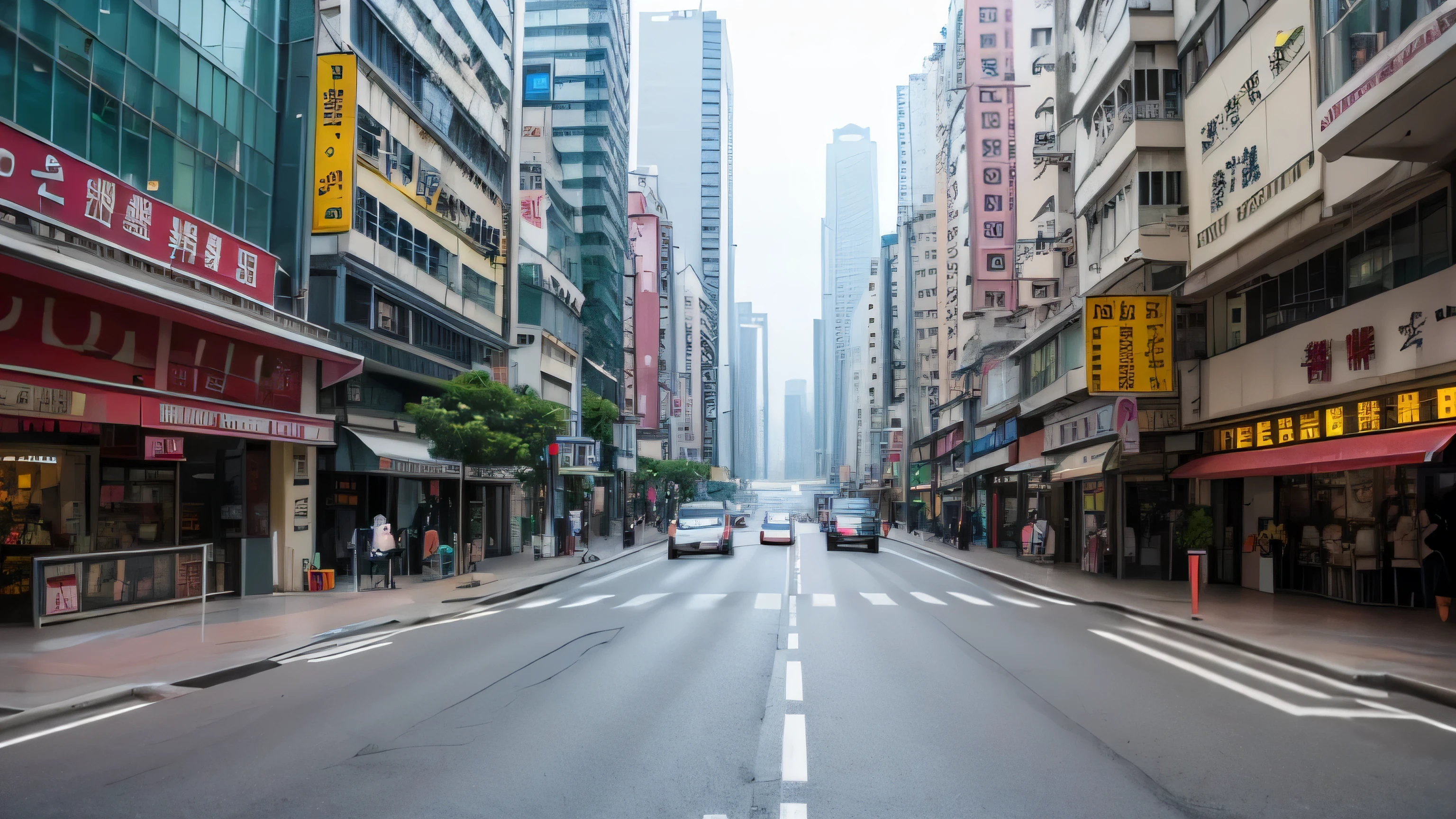 hong kong city streets, no people, no cars