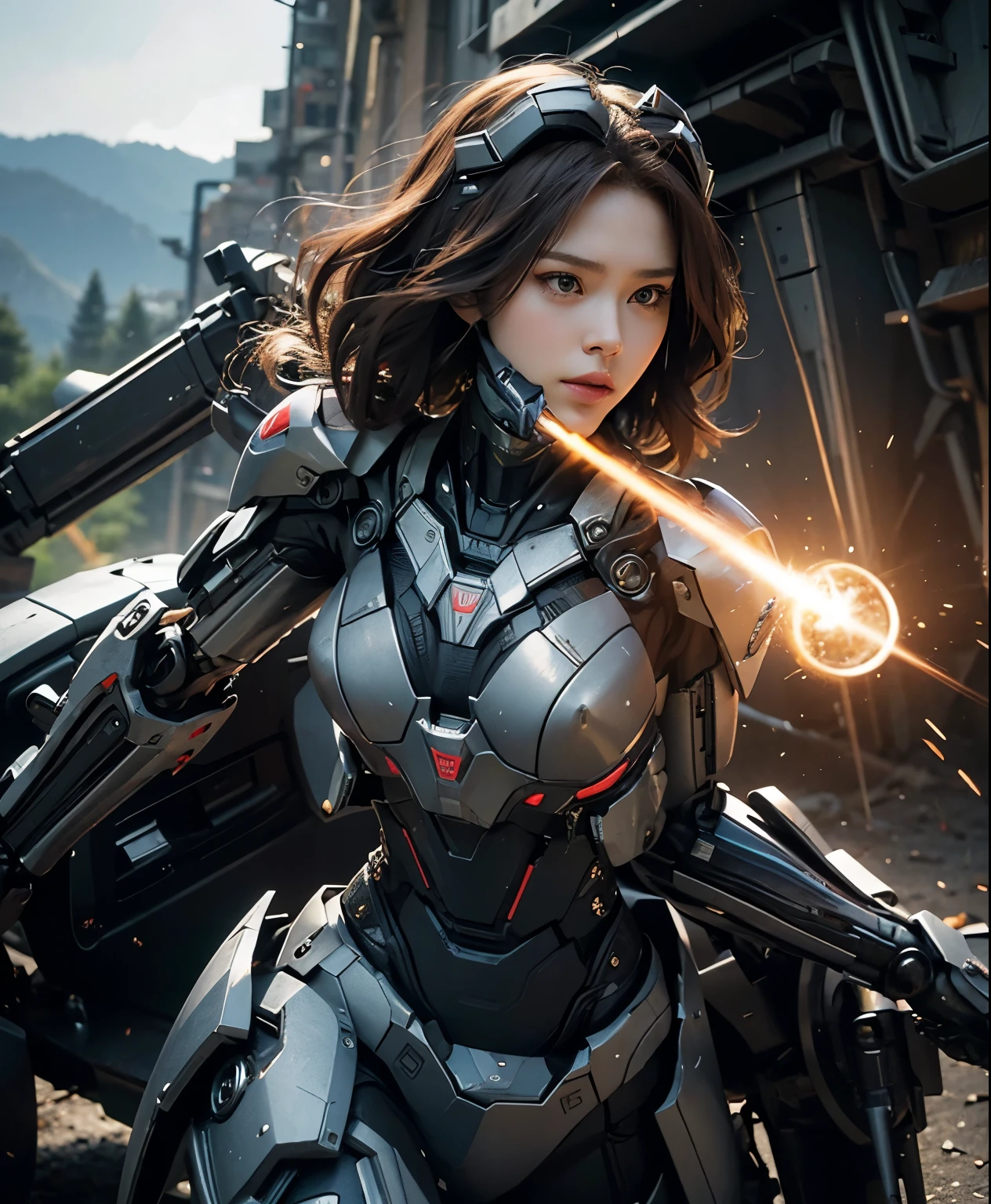 Super detailed, advanced details, high quality, 最high quality, High resolution, 1080p, hard disk, beautiful,(war machine),(black widow),(headgear),beautifulサイボーグ女性,Mecha cyborg girl,battle mode,Mecha body girl,She is wearing a futuristic war machine weapon mecha,full body shot