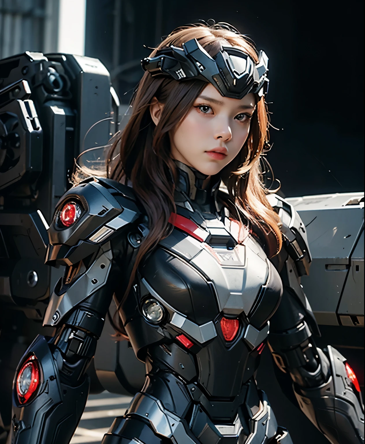  Super detailed, advanced details, high quality, 最high quality, High resolution, 1080p, hard disk, beautiful,(war machine),(black widow),(headgear),beautifulサイボーグ女性,Mecha cyborg girl,battle mode,Mecha body girl,She is wearing a futuristic war machine weapon mecha,full body shot