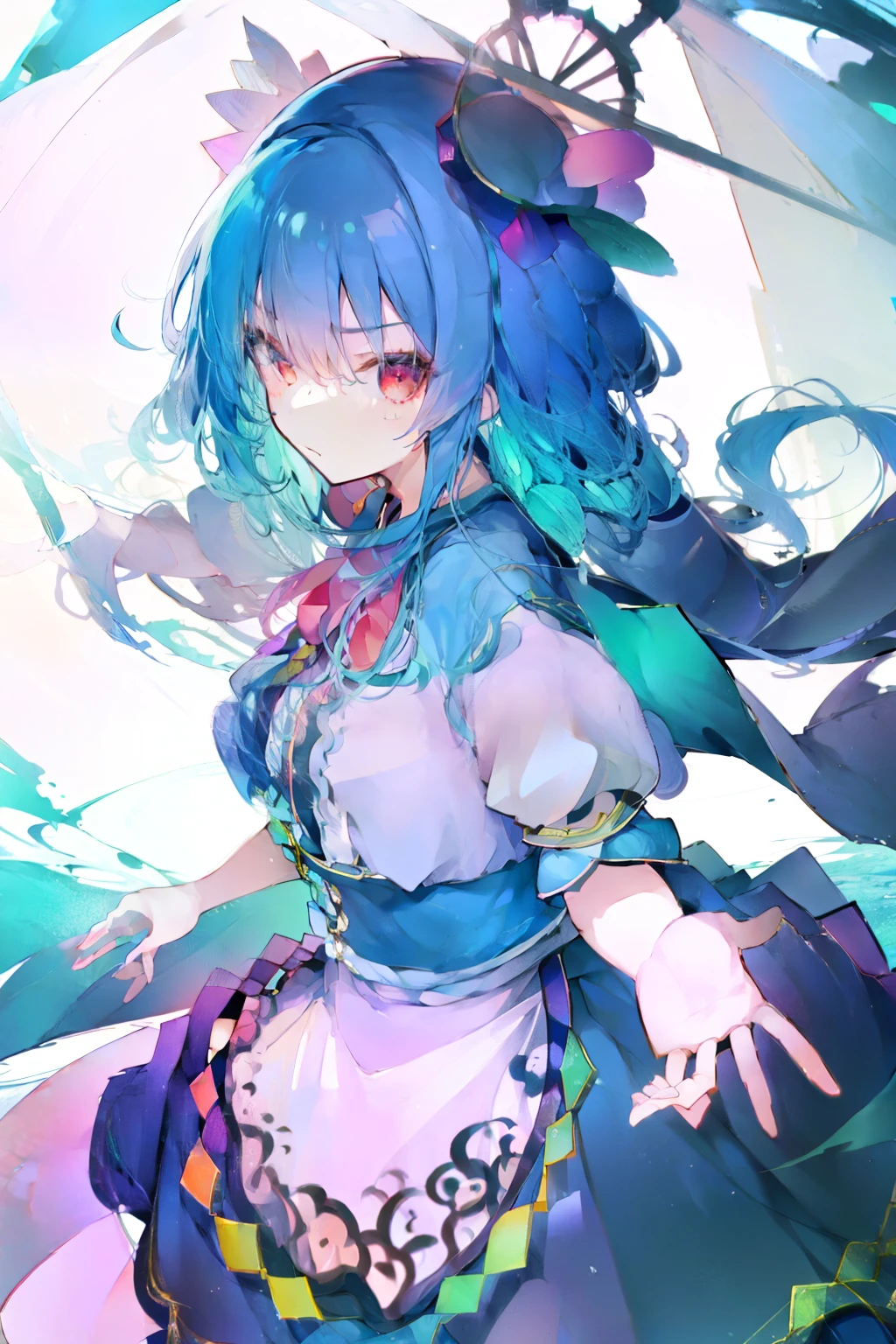 (masterpiece),best quality, expressive eyes, perfect face, 1girl,
bungalow , Put your hands on your waist,Fair, Gorgeous,japanese manga,girl,Laura,young angel, blue hair, blue haired,tent , tent chest, tent breast, floating clothes,grab your waist, grab your waist