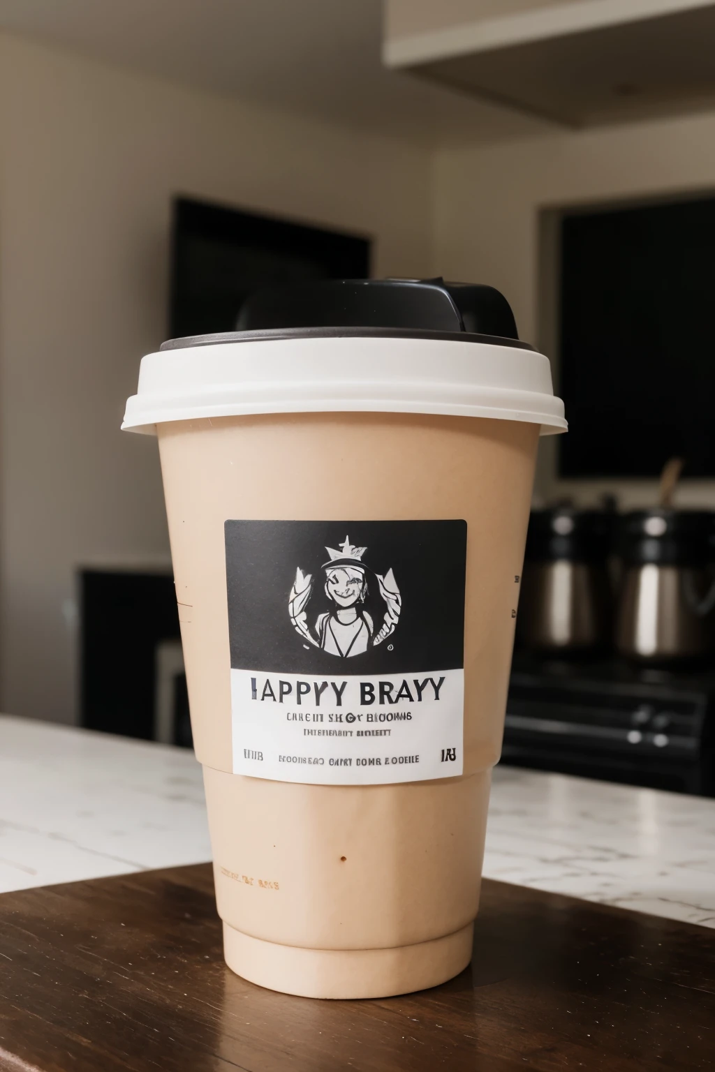 Please generate an image/logo for a coffee roastery brand featuring a happy personified coffee bean. The design should be minimalist and contemporary in style. black&white shape. Not a style