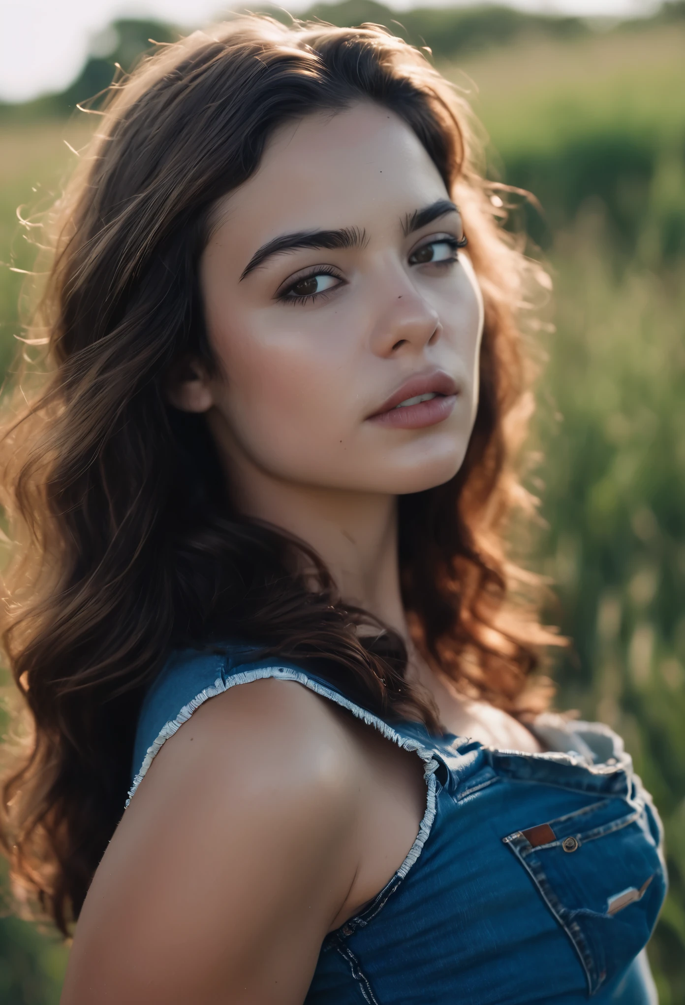 (obra de arte, Melhor qualidade:1.4), ultra-detalhado, Luz suave, natural lighting, cinematic light, Film grain, (profundidade de campo), (1 mulher, Sozinho:1.4), Mulher madura, forma feminina perfeita, (rosto perfeito, rosto detalhado, shiny lips, delineador), cabelo curto, loiro, (seios naturais), (camisa branca desabotoada, jeans, decote), (mixtape:1.4), (music store, discos, vinil, radio, amplificadores, caixas de som, fones de ouvido), (standing),
