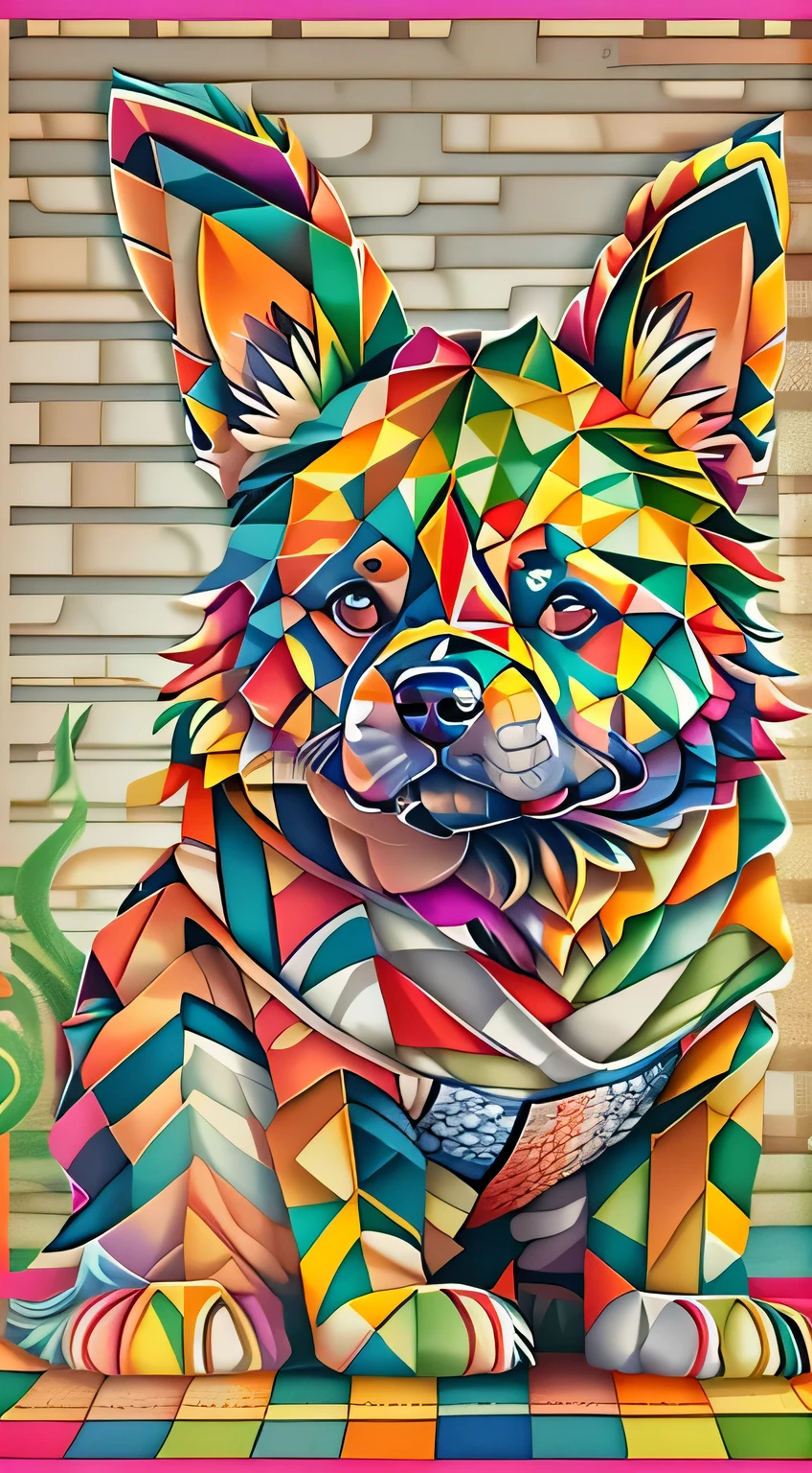 (Yingshi. bernard the dog , contour ),(best posture),(best angle), (better expression), Eduardo Cobra (Eduardo Cobra) Quilting ,Geometric wall portrait, until, chibi,
yang08k, Fair, dyeing,
Main works, better quality, better quality, official art, Beautiful and beautiful, colorful hair,