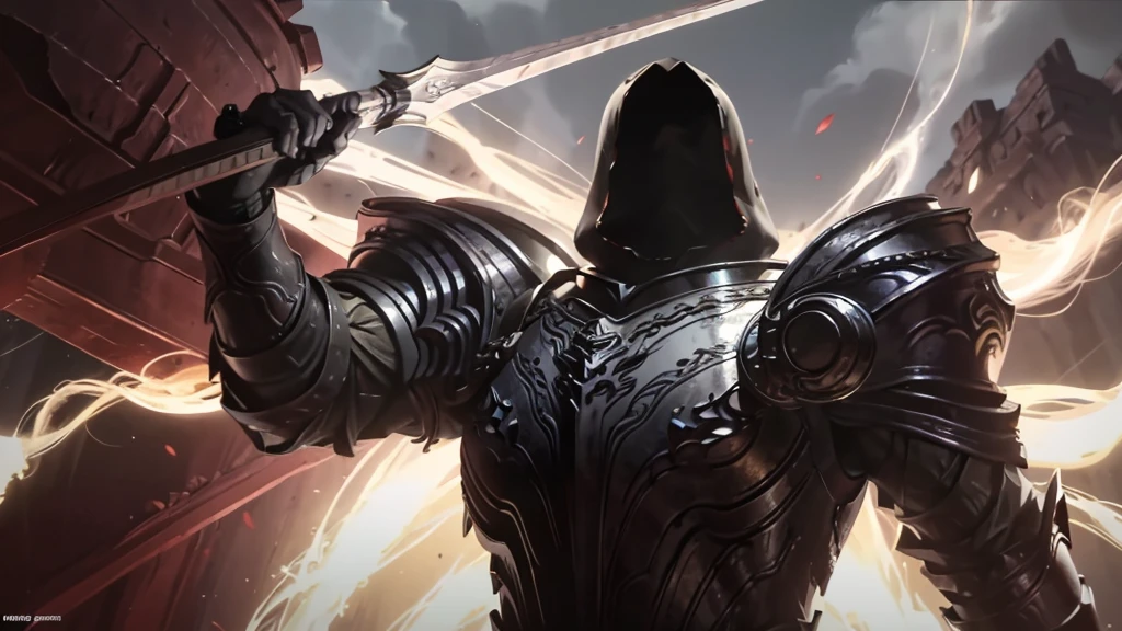 A wounded warrior, his body bathed in blood and pain, anger burning brightly within him, radiating as a powerful black aura. In one hand, he clutches a great sword, its McFarlane-esque hyperdetailed equipment and intricately carved runes glinting menacingly in the faint light. The air around him crackles with energy, as if the very fabric of reality is bending to his will.
Behind him lies a backdrop of unparalleled intricacy and detail, a hyperrealistic fantasy landscape that seems to breathe with life. Towering trees with twisted limbs reach towards the sky, their leaves a riot of vibrant colors. Cry