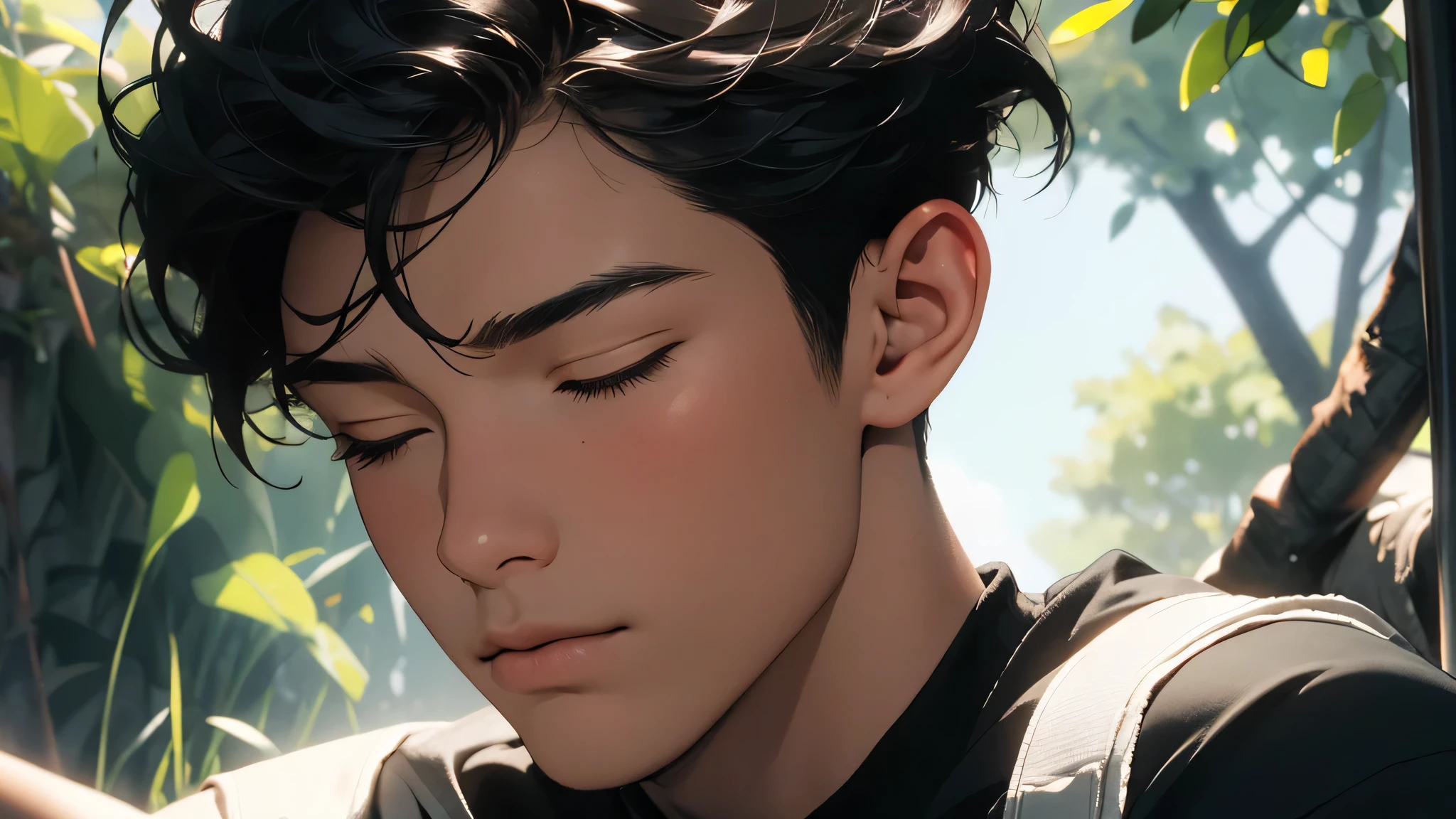 1boy,closed eyes,black background,absurdres,masterpiece,highres,intricately detailed,a gay man,sexy,muscular,strutting outdoors,gorgeous eyes,detailed face,outdoors,global illumination,subsurface scattering,