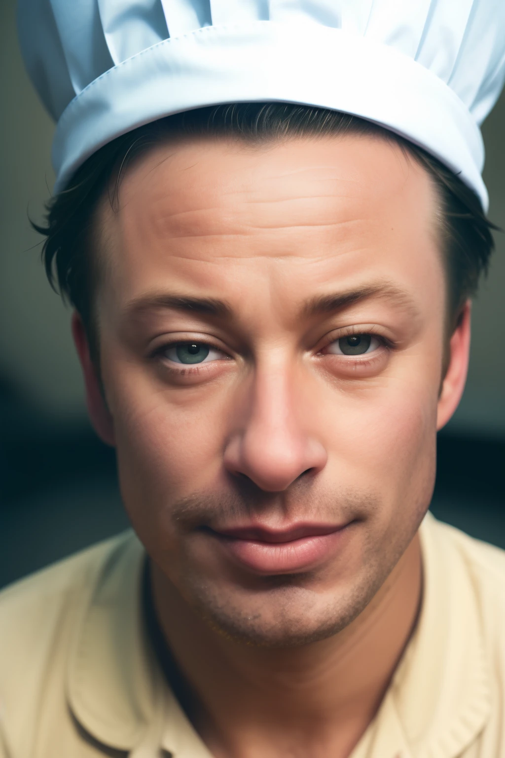 Chef Jamie Oliver, cartoon caricature, RAW candid cinema, 16mm, color graded portra 400 film, remarkable color, ultra realistic, textured skin, remarkable detailed pupils, realistic dull skin noise, visible skin detail, skin fuzz, dry skin, shot with cinematic camera