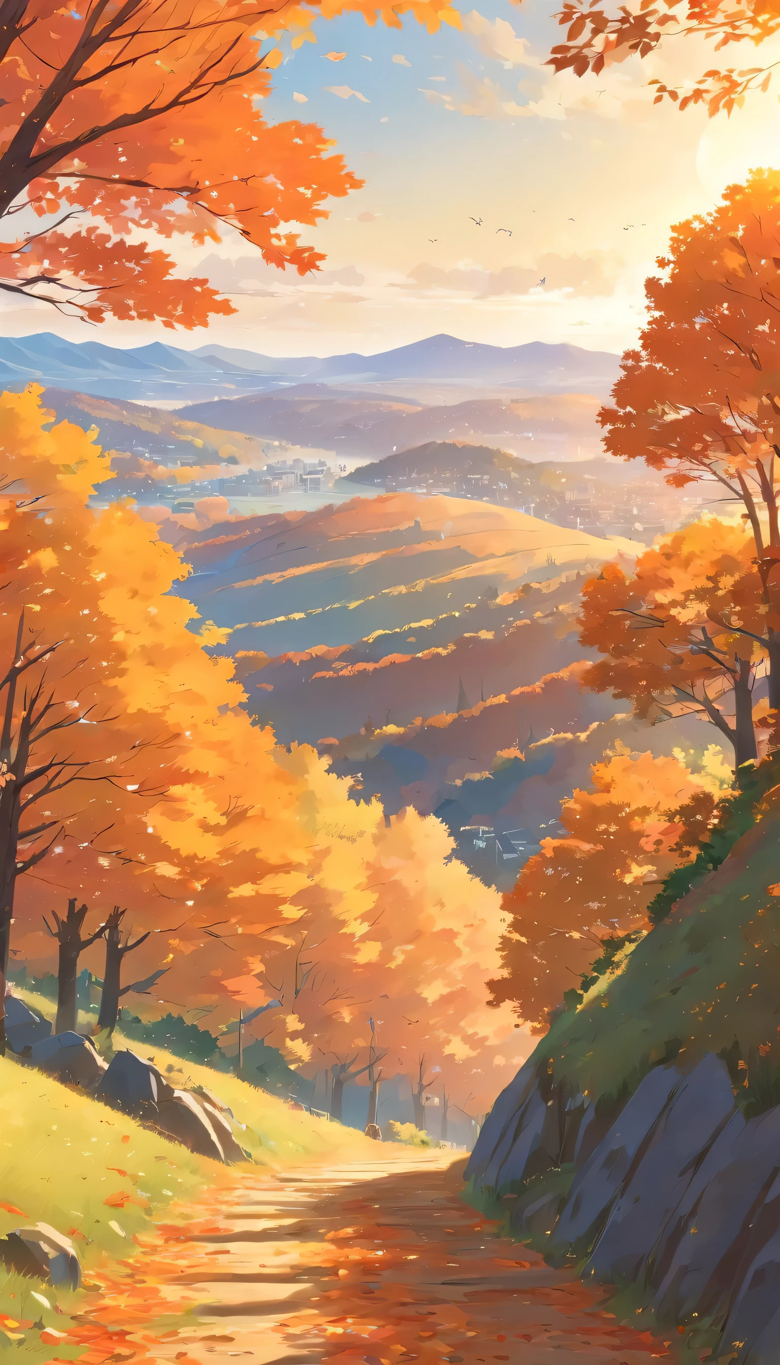 Autumnal hill scene, In ultra high definition and ultra high resolution