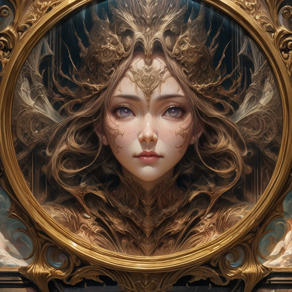 Reflection, aesthetic, extremely detailed, Reflection of Tsutomu Nihei, Anime, fantasy illustration, award winning, intricate details, realistic, Hyperdetailed, 8k resolution, symmetrical, strong strokes