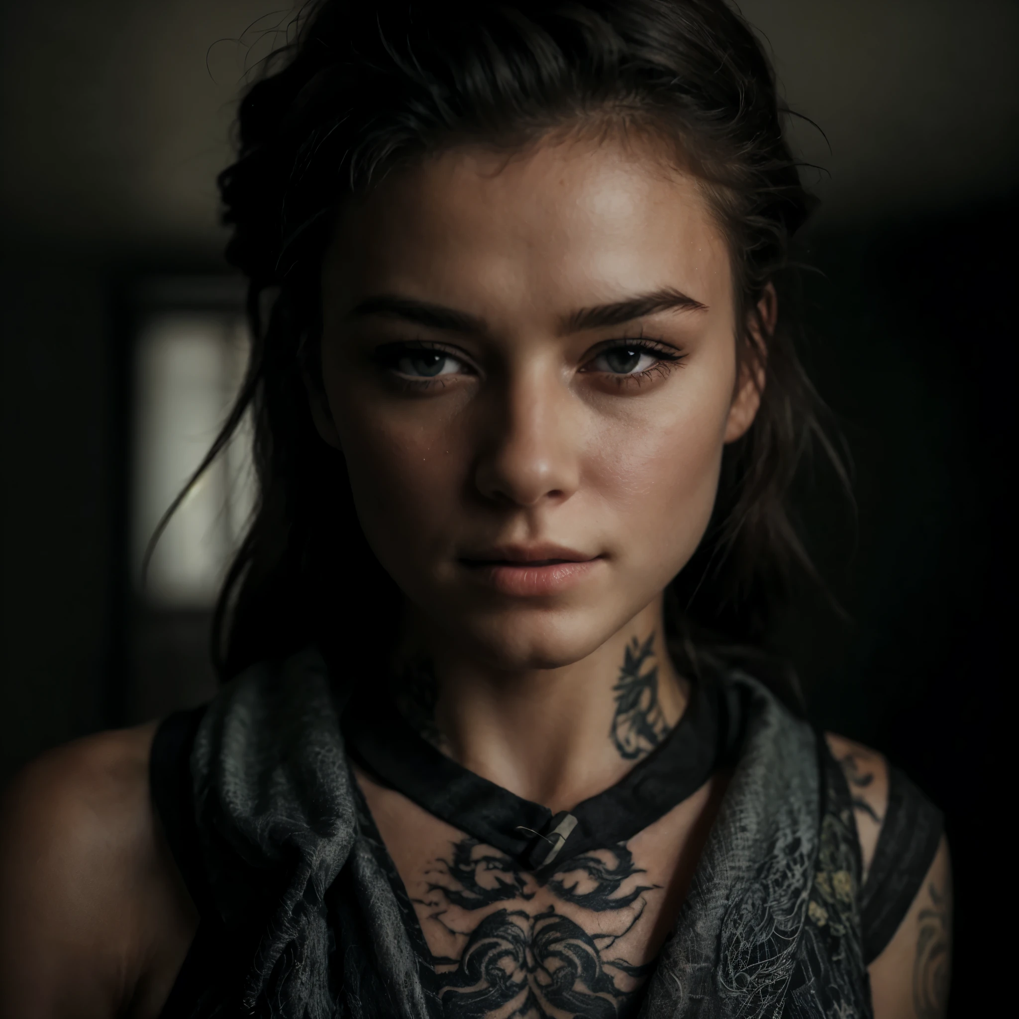 Meisterwerk, top quality, Best quality, Offizielle Kunst, beautiful and aesthetic:1.2),1girl, tattoo, Allein, japanische Kleidung, roter und schwarzer Kimono, Haarverzierung, unManteling, schwarzes Haar, Mantel, back tattoo, dragon tattoo, blaue Augen, schulterfrei, nackten Schultern, Look back, behind, Blume, Blick auf den Betrachter, Halten, bilden, draussen,