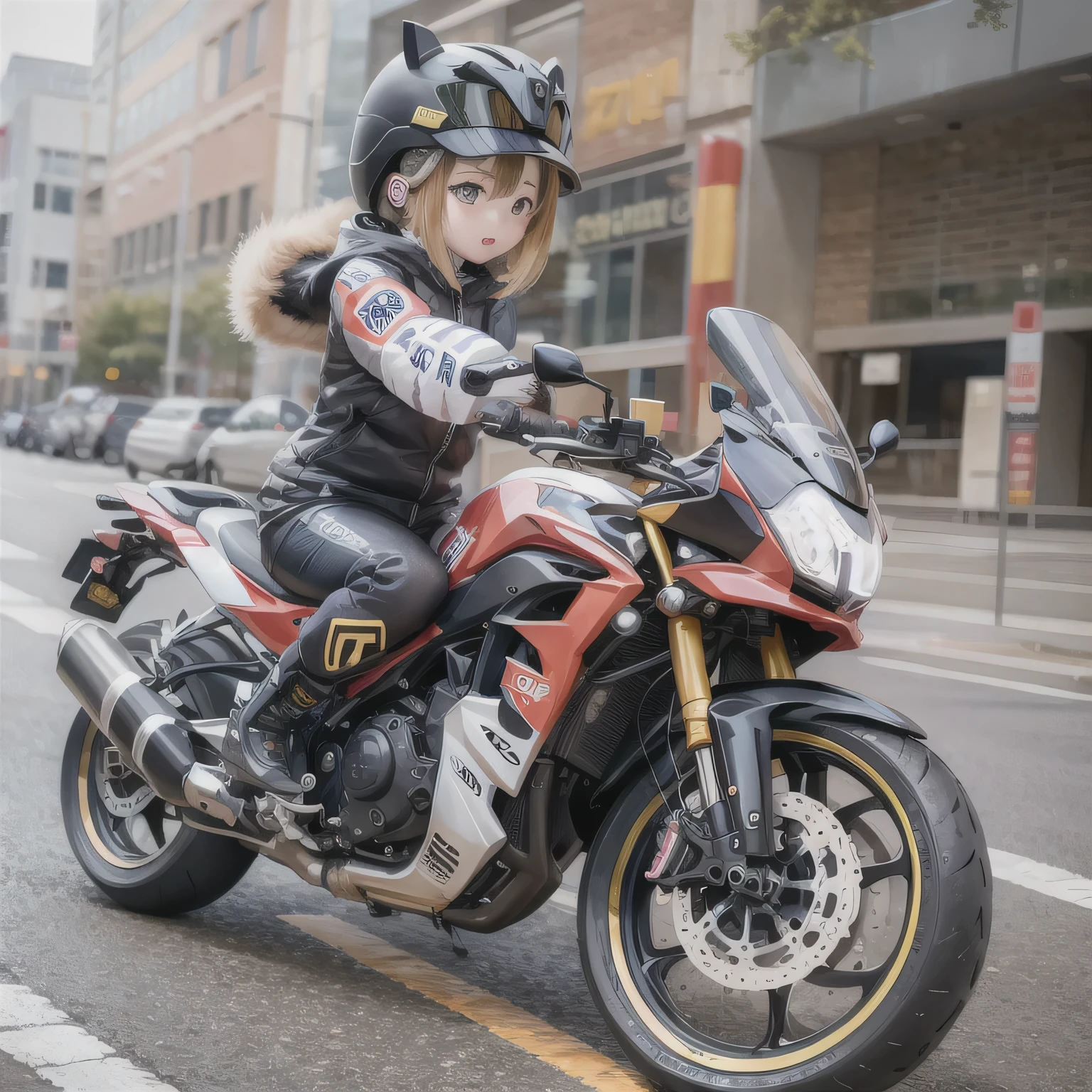 Shiba Inu girl chibi riding a bike