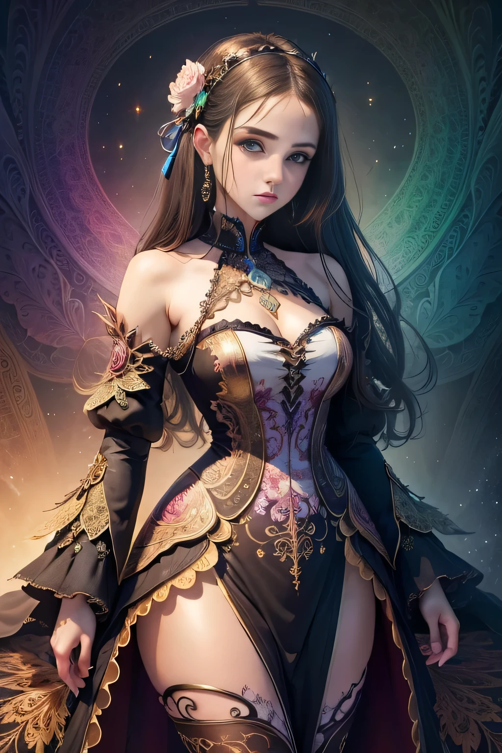 (masterpiece, top quality, best quality, official art, beautiful and aesthetic:1.2), (1girl), extreme detailed,(fractal art:1.3),colorful,highest detailed