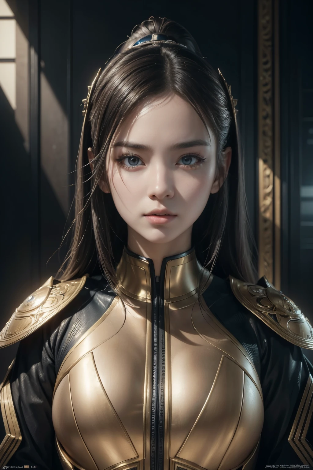 (high quality), (masterpiece), (detailed), 8K, Hyper-realistic portrayal of a futuristic (1girl1.2), Japanese character. Meticulous details bring the character to life in this visually stunning composition, showcasing the seamless blend of tradition and innovation. Trending on Artstation.