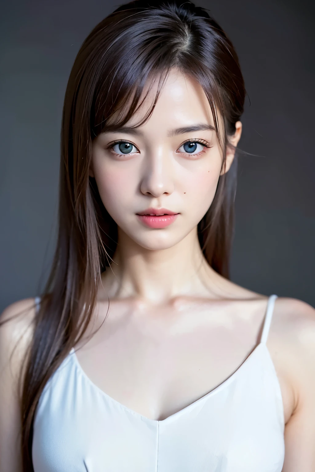 a closeup, masterpiece, top-quality, Raw foto, Photorealsitic、sideshot、unbelievable Ridiculous, beautiful a girl, High brand ultra-luxury dress with open chest、Glossy fabric、Half-up hairstyle、large brests、The look of joy when reunited with a lover、((Hide your mouth with your hands))、Hair fluttering in the wind、女優、On the red carpet、depth of fields, hight resolution, ultra-detailliert, finely detail, ighly detailed, extremely detailed eye and face, Sharp pupils, foco nítido, Cinematic lighting