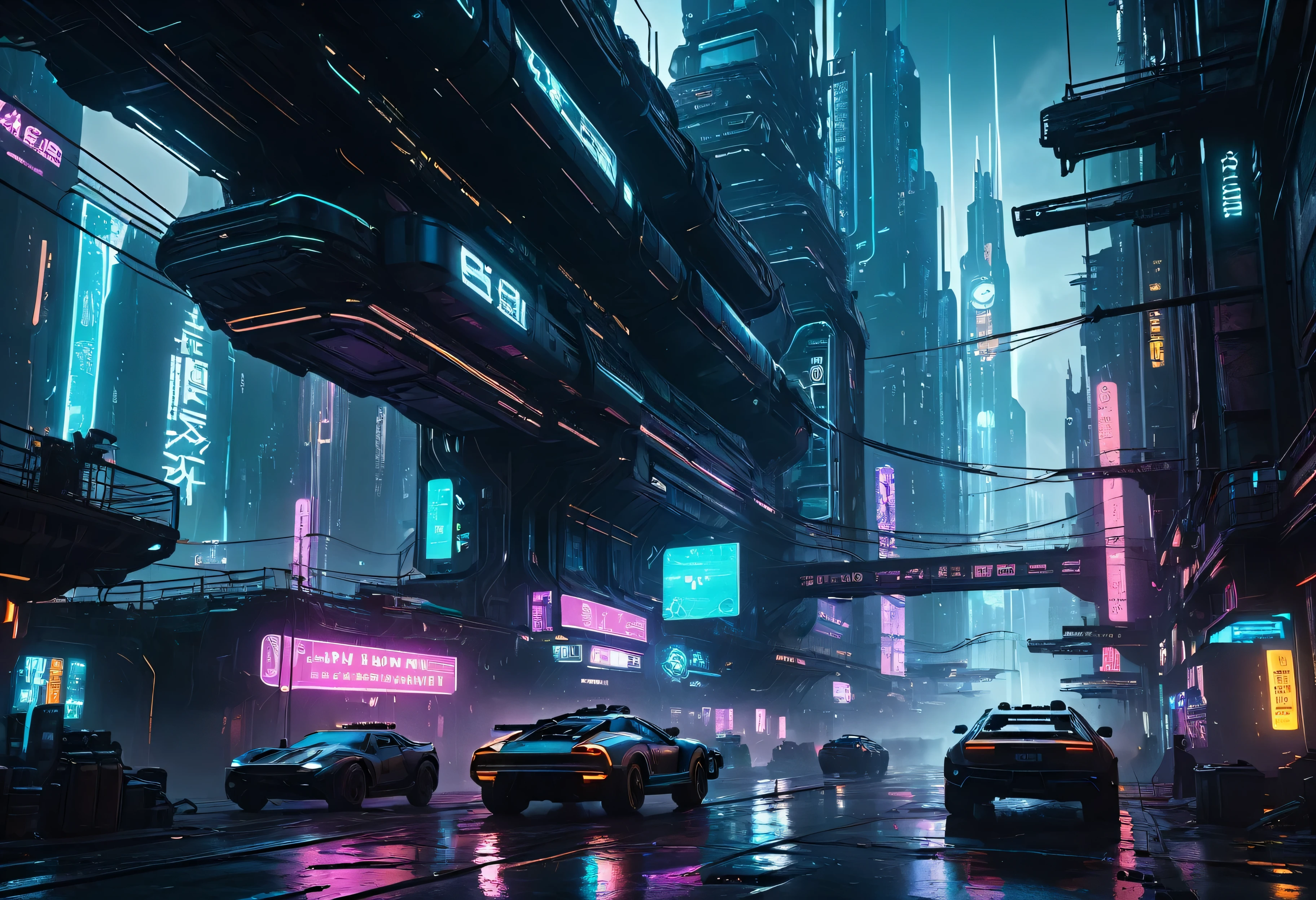 pelicula de ciencia ficcion, paisaje urbano futurista, advanced technology, flying vehicles, dynamic lighting, colores neon, estilo ciberpunk, high-tech devices, personajes detallados, efectos CGI realistas, Immersive atmosphere, dystopian environment, post-apocalyptic world, tonos oscuros y arenosos, cinematic masterpiece:1.2