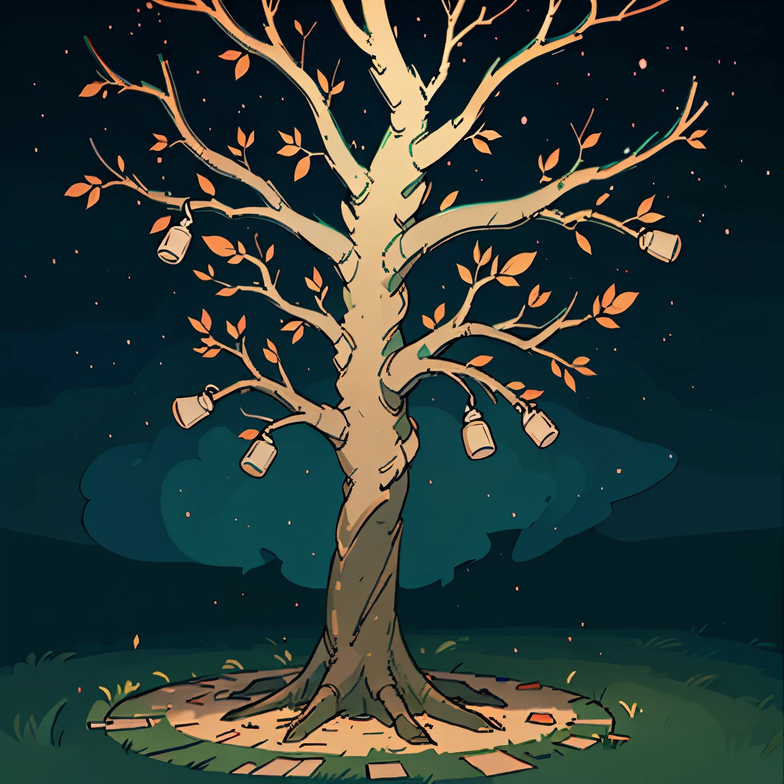 A tree with old plastic bottles branches and