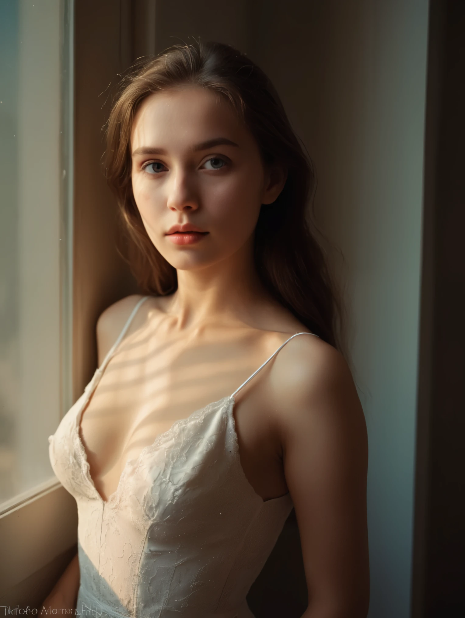 original photo, masterpiece, Vivid and clear color details, Award-winning, Show the ultimate in detail with 8K resolution, natural lighting, analog film,amazing composition,Carefully designed composition, Balanced and dynamic, intricate details, subsurface scattering, Amazing textures, cinematic, chiaroscuro, soft light,
A beautiful and sexy woman of different European origins,Exudes extraordinary beauty and sophistication. Porcelain-like skin adds to her charming temperament, Embodying the essence of youthful love and desire.(detail shot:1.5),
Breaking through seductive realism, Shot with Kodak Portra 400, Highlight natural skin tone and subtle texture. Use a narrower aperture, Image ensures clarity, Meticulous depiction,Highlights the interplay of light and form in an extremely realistic way.
rest
(midnight mirage, in a room full of softness, warm moonlight, Dreamlike scenes unfold. A figure by the window, Bask in soft moonlight, Become a fusion of light and shadow. The gentle light of the moon highlights her features, Adding a mysterious quality to her presence. her gown sparkles, Every movement is a symphony of elegance and mystery. her eyes, as deep as the night sky, Inviting people into a realm full of fantasy and temptation, Create magical episodes where dreams and reality intertwine.:1.5)