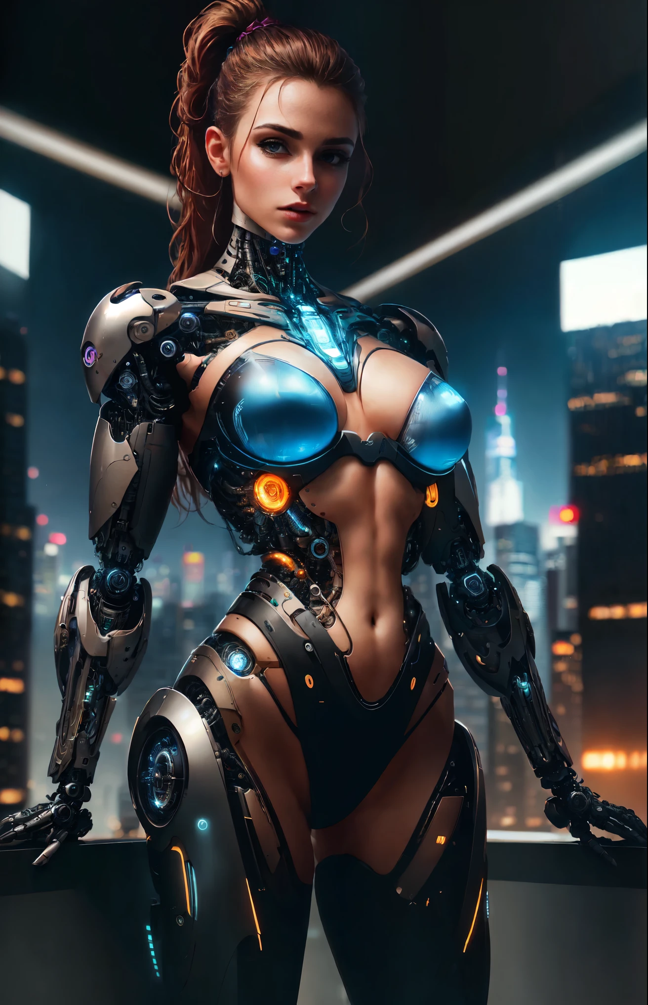 Sexual relations of a male cyborg and a female cyborg in a skyscraper office in a big city, high quality, best quality, absurdres, masterpiece, beautiful, intricate details, 1/2 body crop, slim body, beautiful figure, magnificent anatomy, (intricate details:1.12), HDR, (intricate details, hyper-detailing:1.15), (natural skin textures, hyper realisitc, soft light, Sharp:1.2)