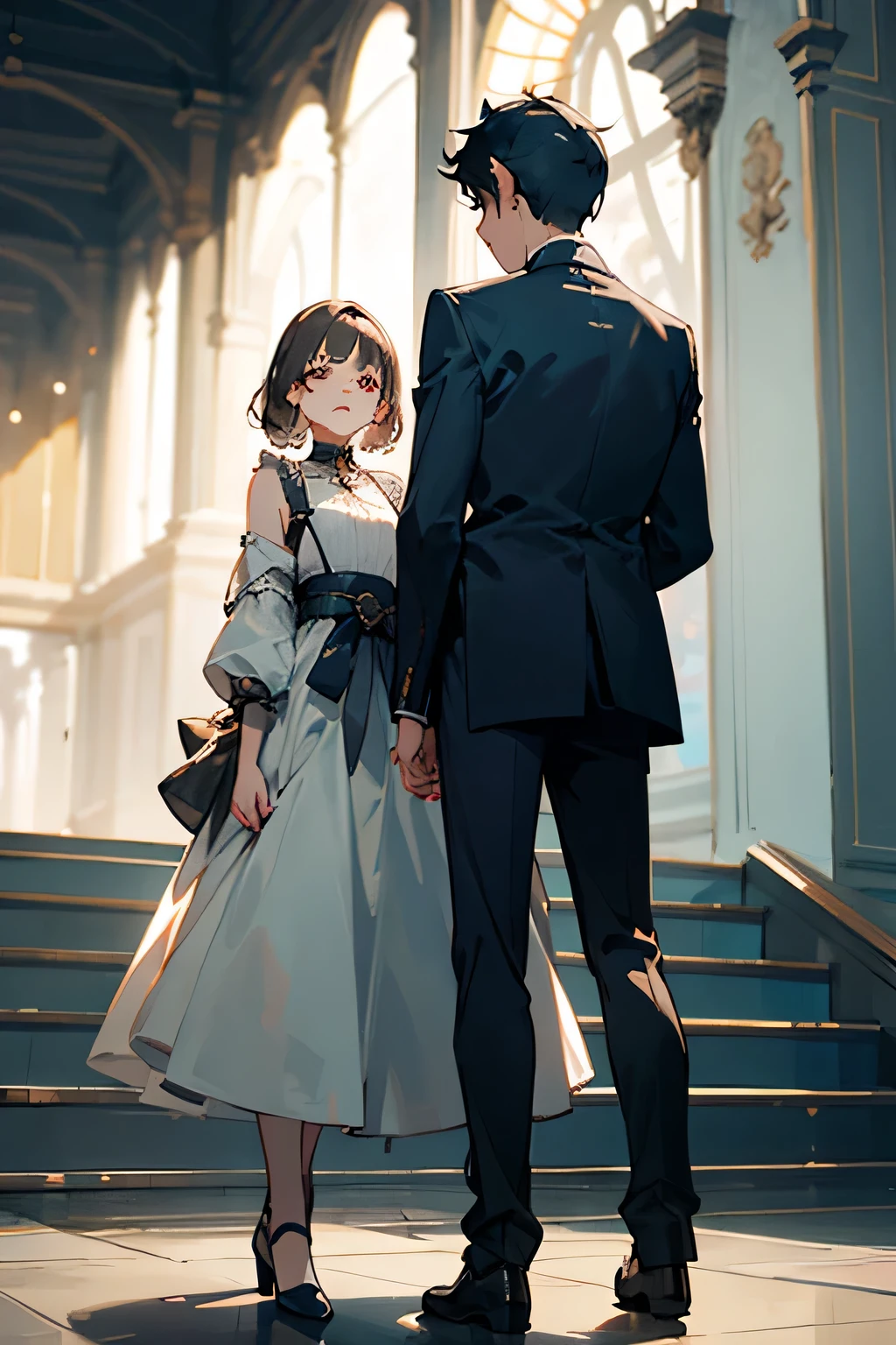 Photo of a boy and a girl who were looking very rich and a sad girl standing a little distance away from them