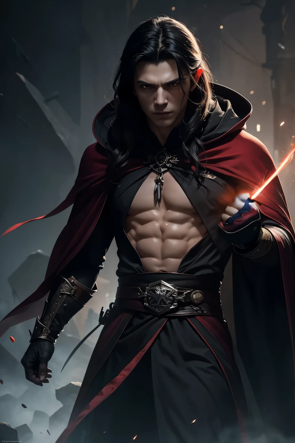 Half man, half dick with an aura of blood and torn cloak
