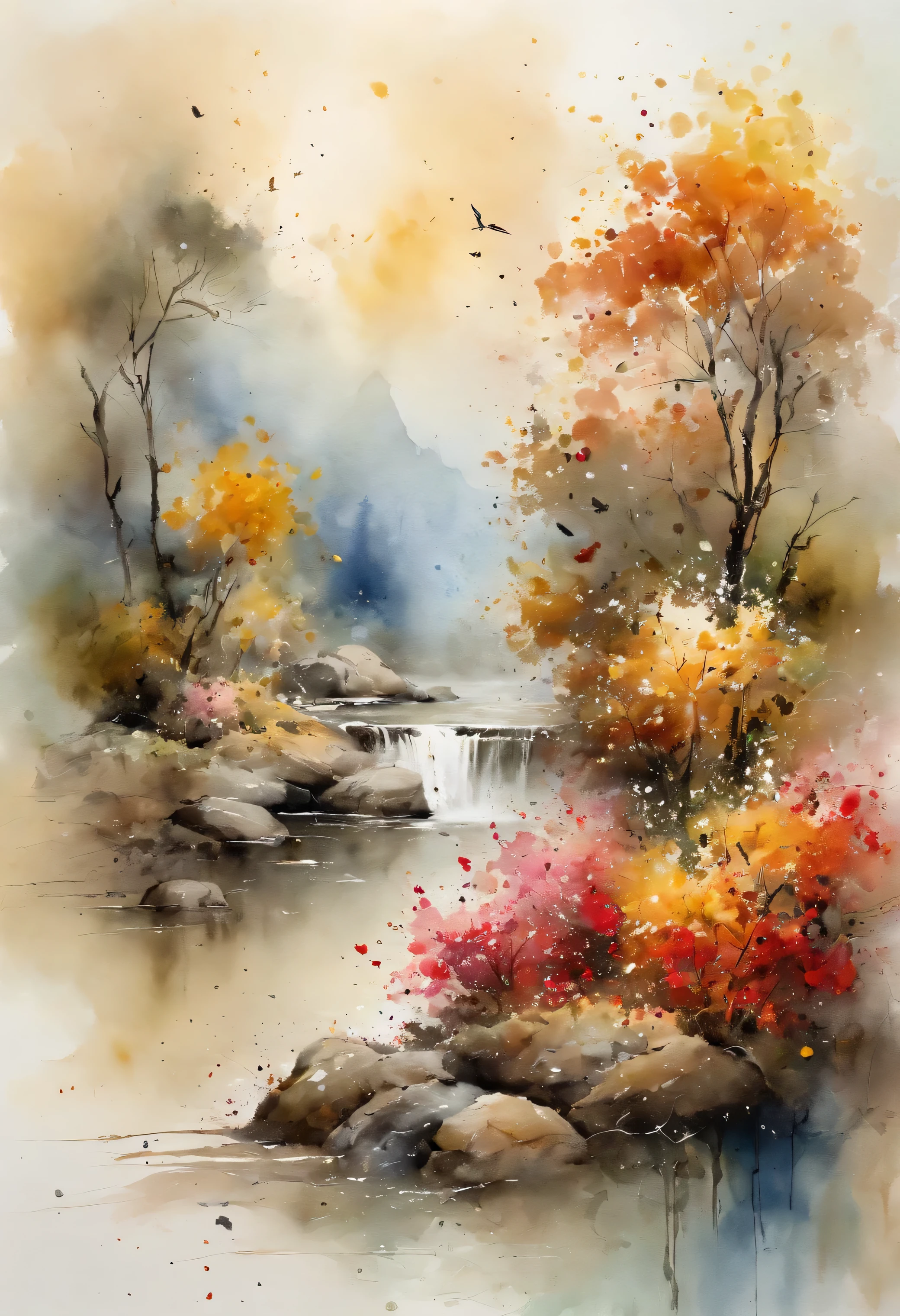 Feng Shui art painting with a splatter background and spray paint effect, beige colors, by Eugeniusz Zak, watercolor art, by Károly Lotz, watercolor painting, watercolor painting style, watercolor detailed art, by Reuben Tam, watercolor digital painting, watercolor paint, masterfully detailed watercolor, watercolor art, Grzegorz Rutkowski
