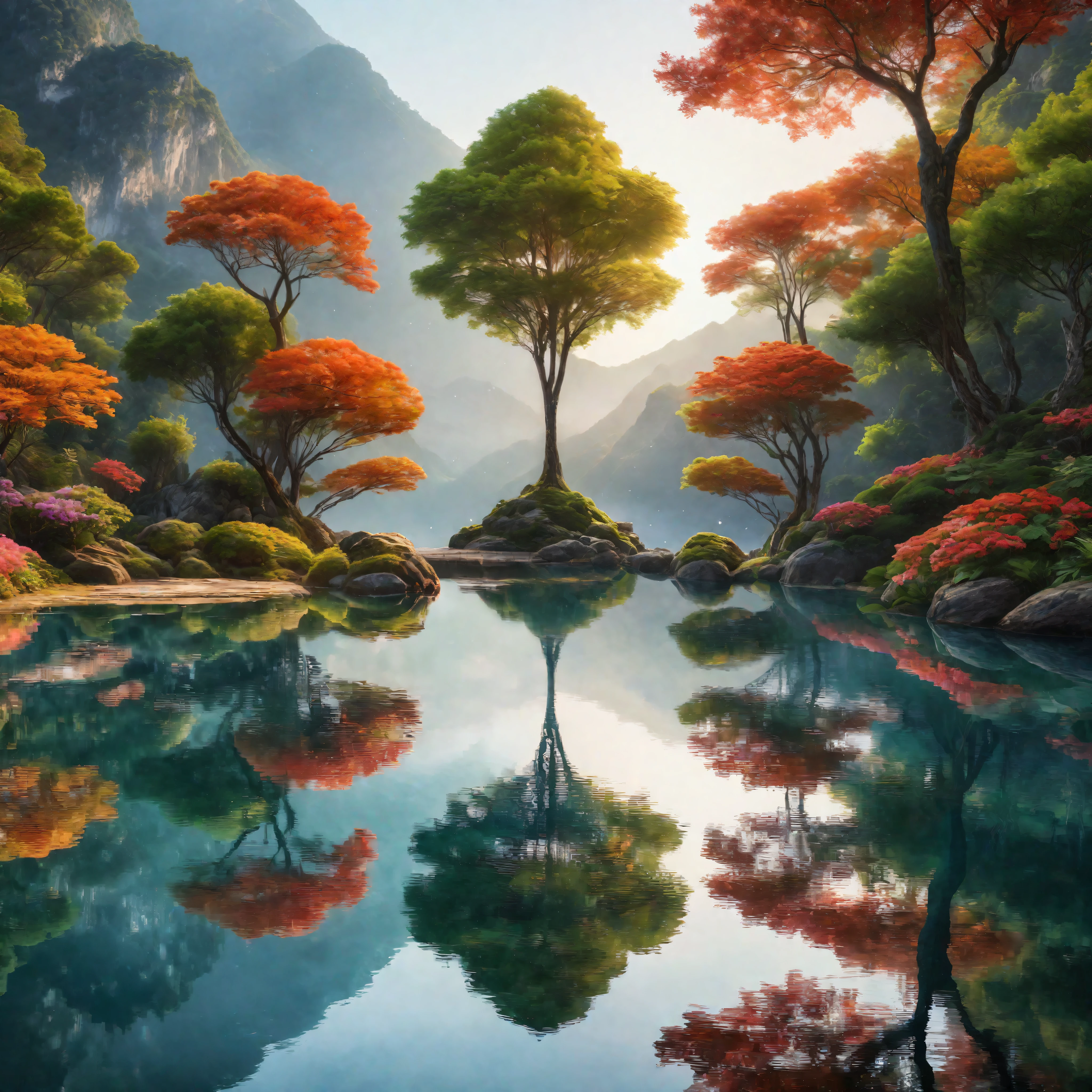 (best quality,4k,8k,highres,masterpiece:1.2),ultra-detailed,(realistic,photorealistic,photo-realistic:1.37),symmetry macro photography art,perfectly detailed reflections,symmetric cube,crystal clear pond,distorted reflections,sharp focus,shimmering water surface,meticulously captured details,vibrant colors,precise symmetry,mirror-like reflections,meticulously designed composition,divine precision,ethereal atmosphere,mind-bending symmetry,pure perfection,surreal beauty,luminous reflections,symmetrical masterpiece,spectacular precision,mesmerizing patterns,symmetrical harmony,flawless symmetry,mesmerizing artistry,visual symmetry feast,reflection perfection,intricate details,harmonious composition,awe-inspiring precision,masterfully captured reflections,vivid artistic details,impeccable symmetry,mind-blowing precision,perfectly balanced,mesmerizing optical illusion,meticulous craftsmanship.
Rendered in ultra-high definition with UHD and retina quality, this masterpiece ensures anatomical correctness and textured skin with super detail. With a focus on high quality and accuracy, this award-winning portrayal captures every nuance in stunning 16k resolution, immersing viewers in its lifelike depiction. Avoid extreme angles or exaggerated expressions to maintain realism. ((perfect_composition, perfect_design, perfect_layout, perfect_detail, ultra_detailed)), ((enhance_all, fix_everything)), More Detail, Enhance.
