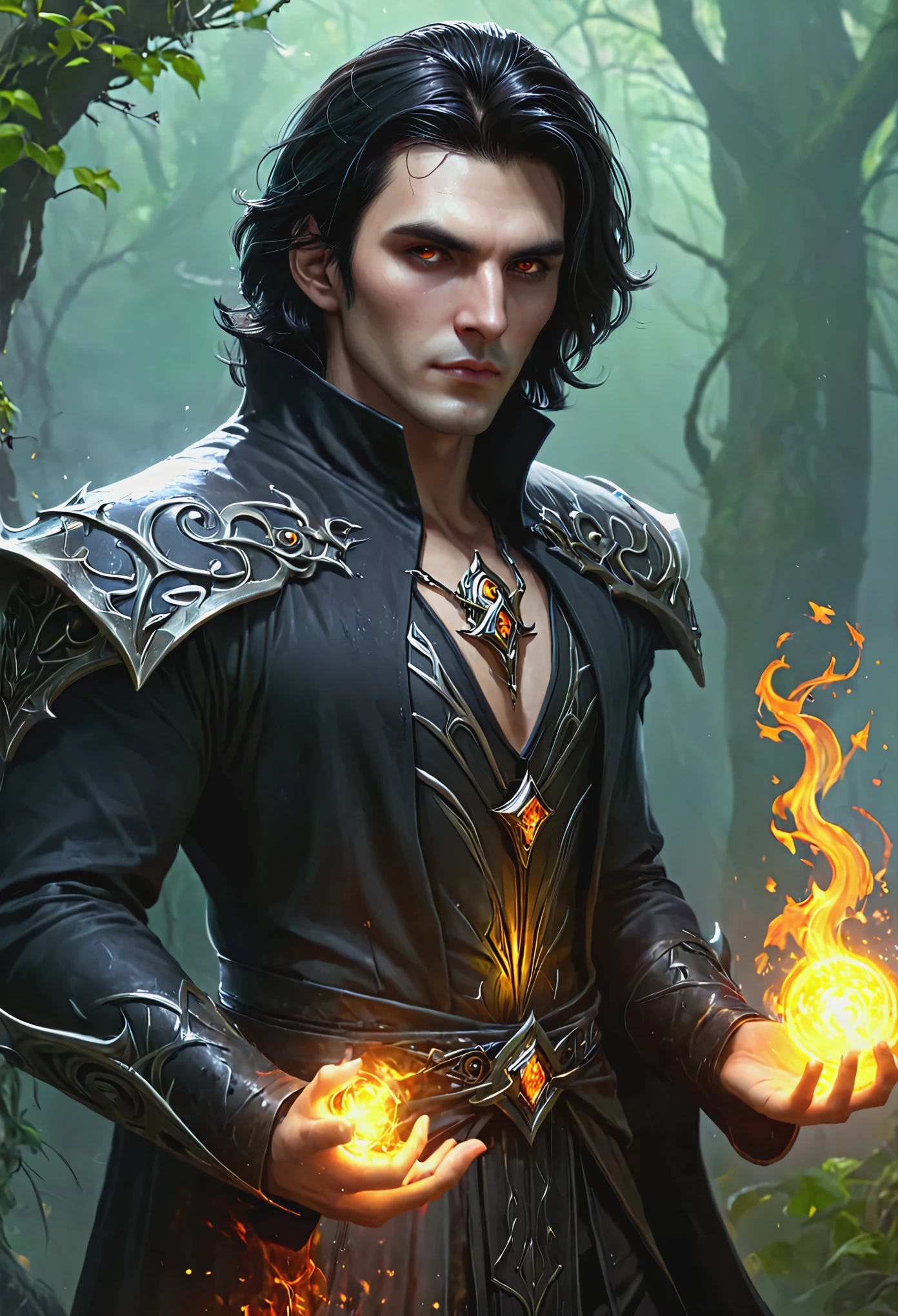 Guy with dark hair, Necromancer, full length